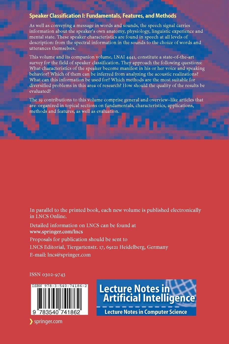 Rückseitencover Speaker Classification I