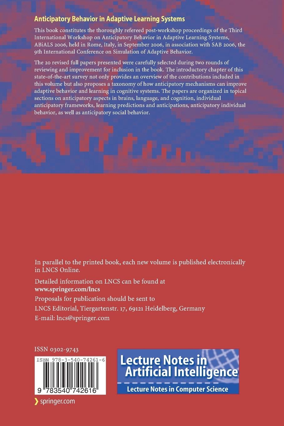 Rückseitencover Anticipatory Behavior in Adaptive Learning Systems