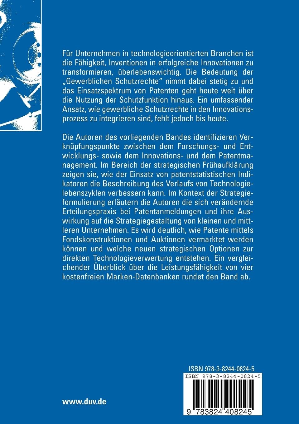 Rückseitencover Gewerbliche Schutzrechte im Innovationsprozess
