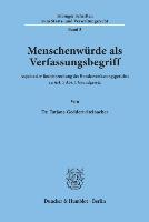 Vorderes Coverbild Menschenwürde als Verfassungsbegriff.