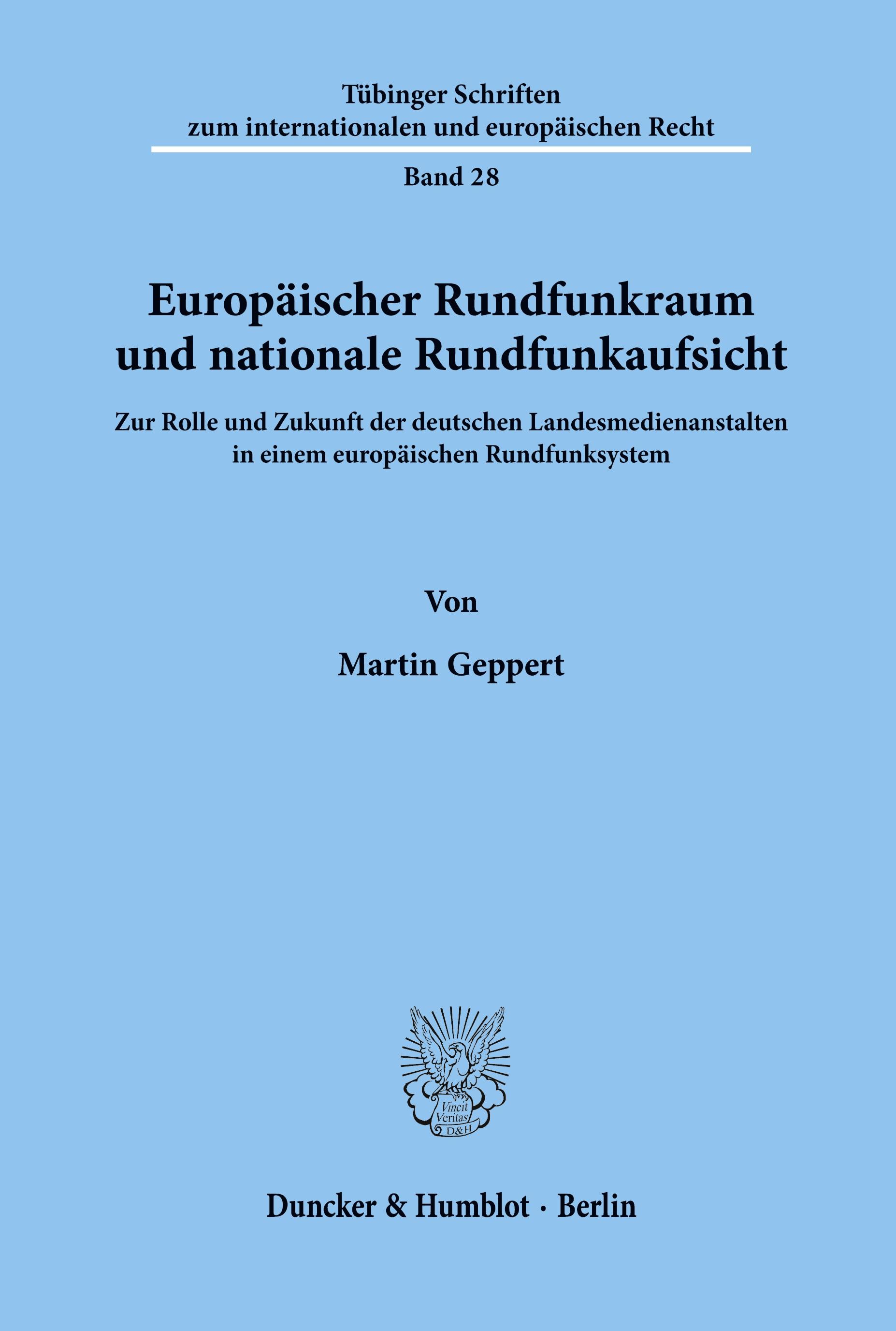 Vorderes Coverbild Europäischer Rundfunkraum und nationale Rundfunkaufsicht.