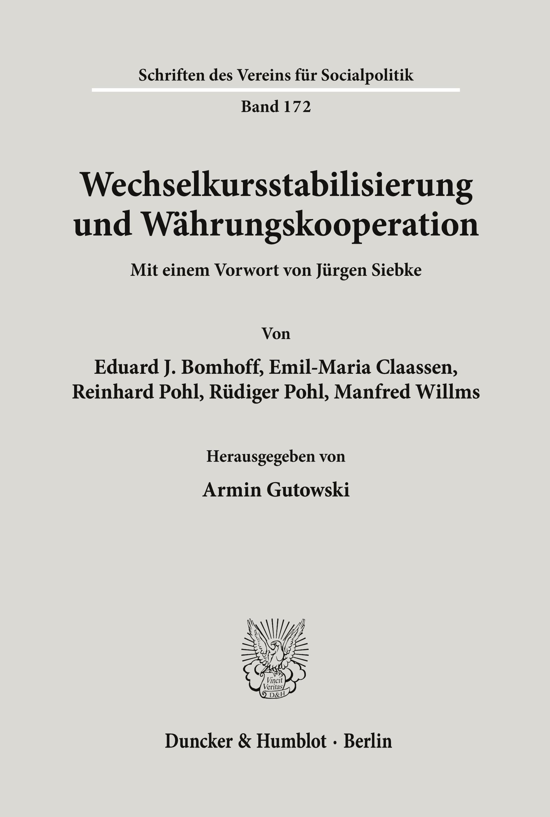 Vorderes Coverbild Wechselkursstabilisierung und Währungskooperation.