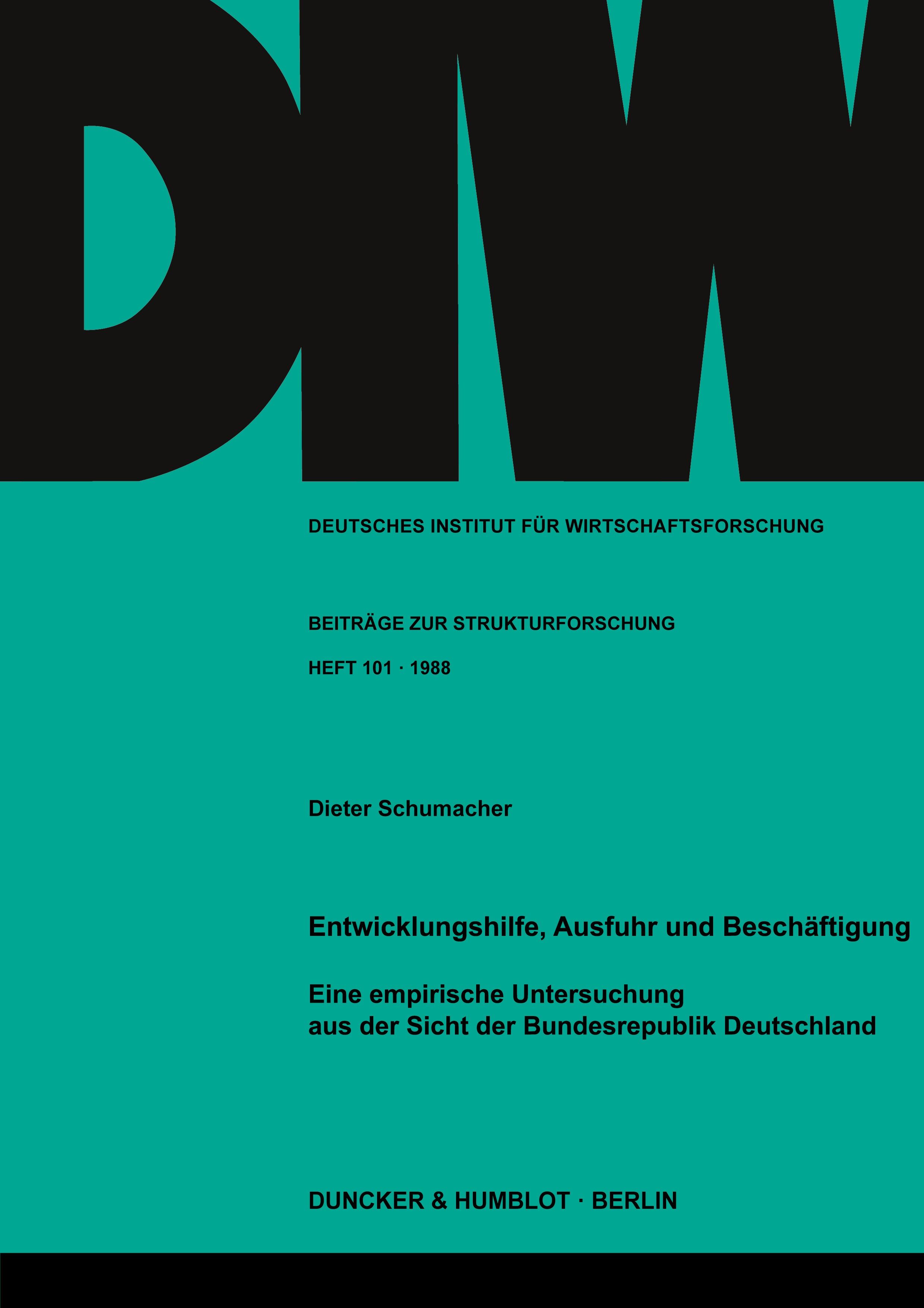 Vorderes Coverbild Entwicklungshilfe, Ausfuhr und Beschäftigung.