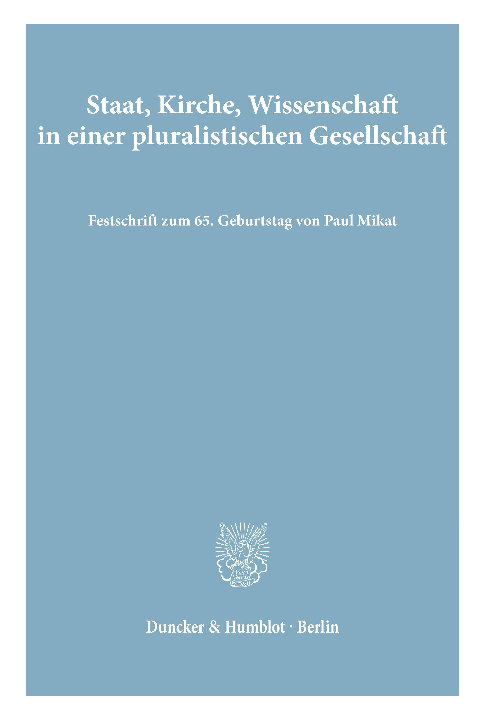 Vorderes Coverbild Staat, Kirche, Wissenschaft in einer pluralistischen Gesellschaft.