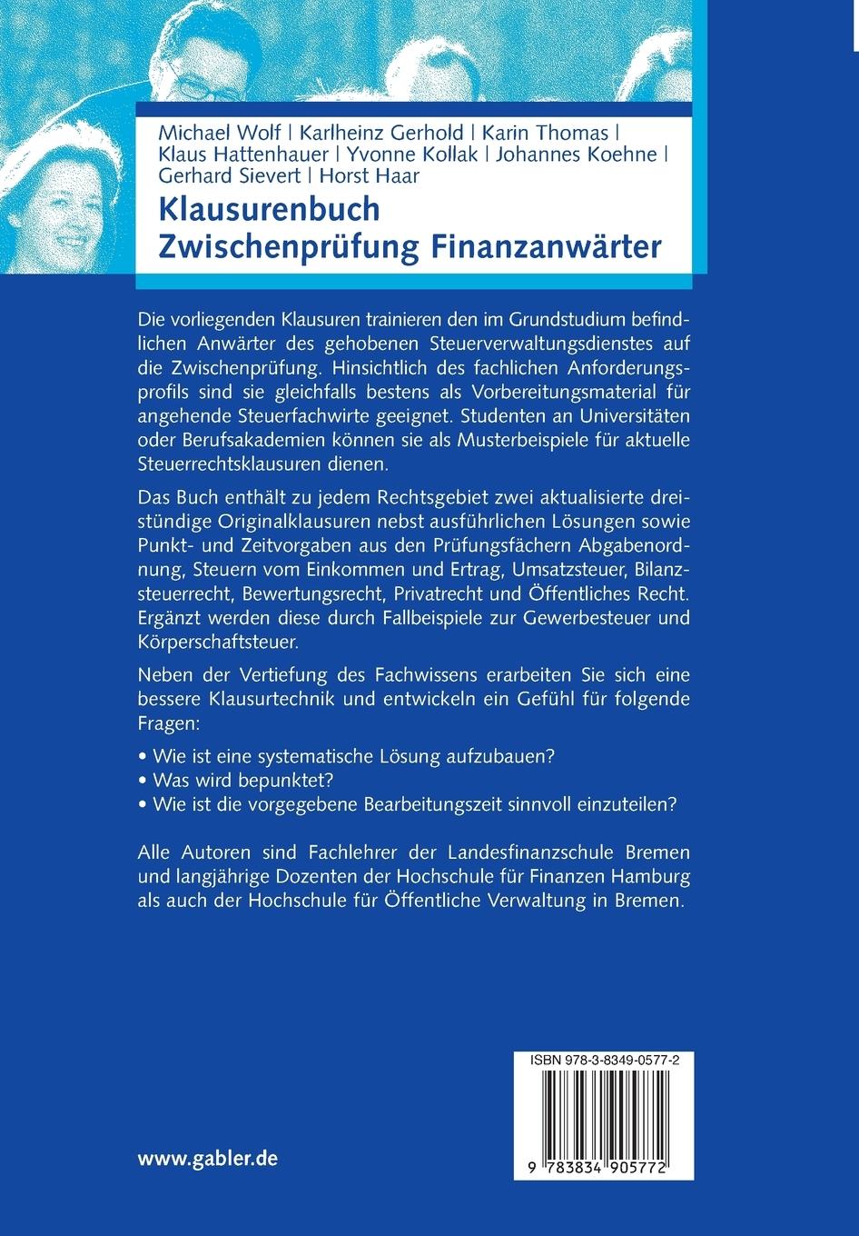 Rückseitencover Klausurenbuch Zwischenprüfung Finanzanwärter