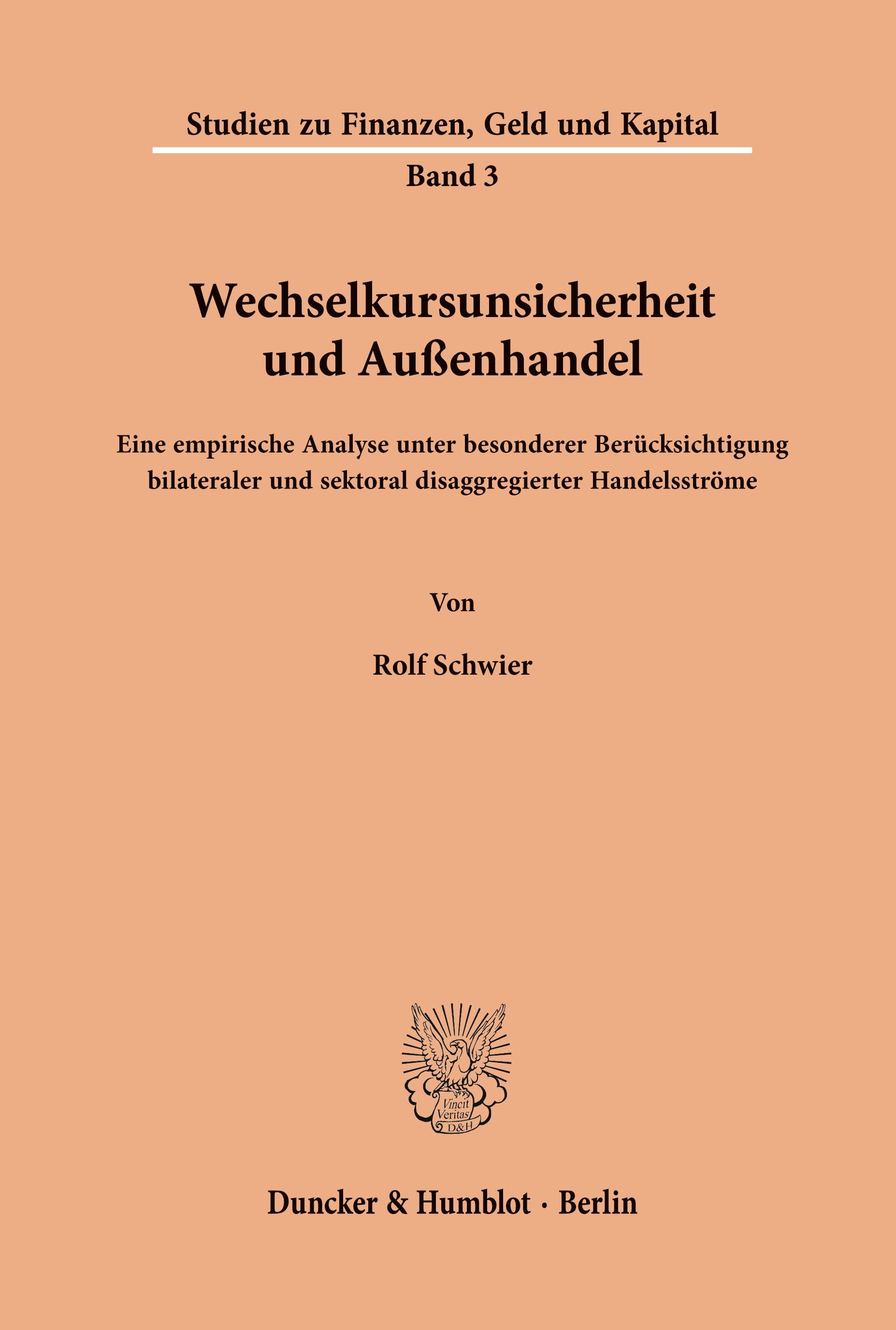 Vorderes Coverbild Wechselkursunsicherheit und Außenhandel.