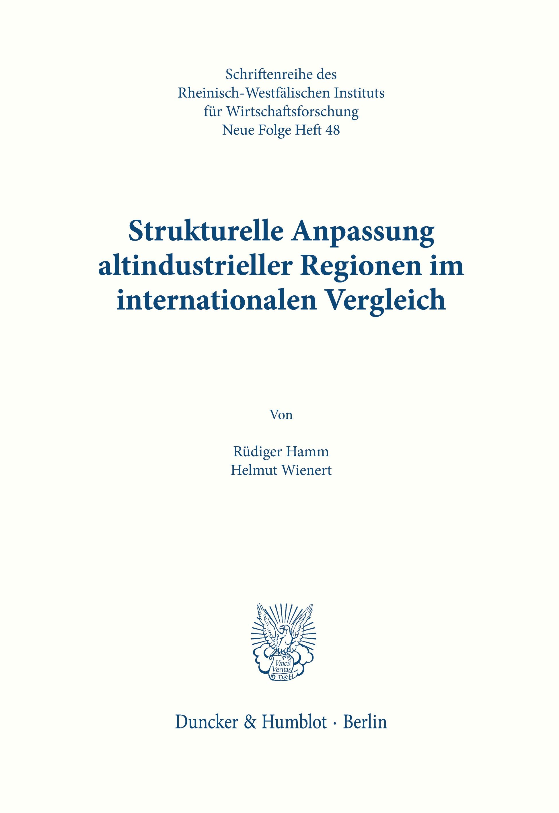 Vorderes Coverbild Strukturelle Anpassung altindustrieller Regionen im internationalen Vergleich.