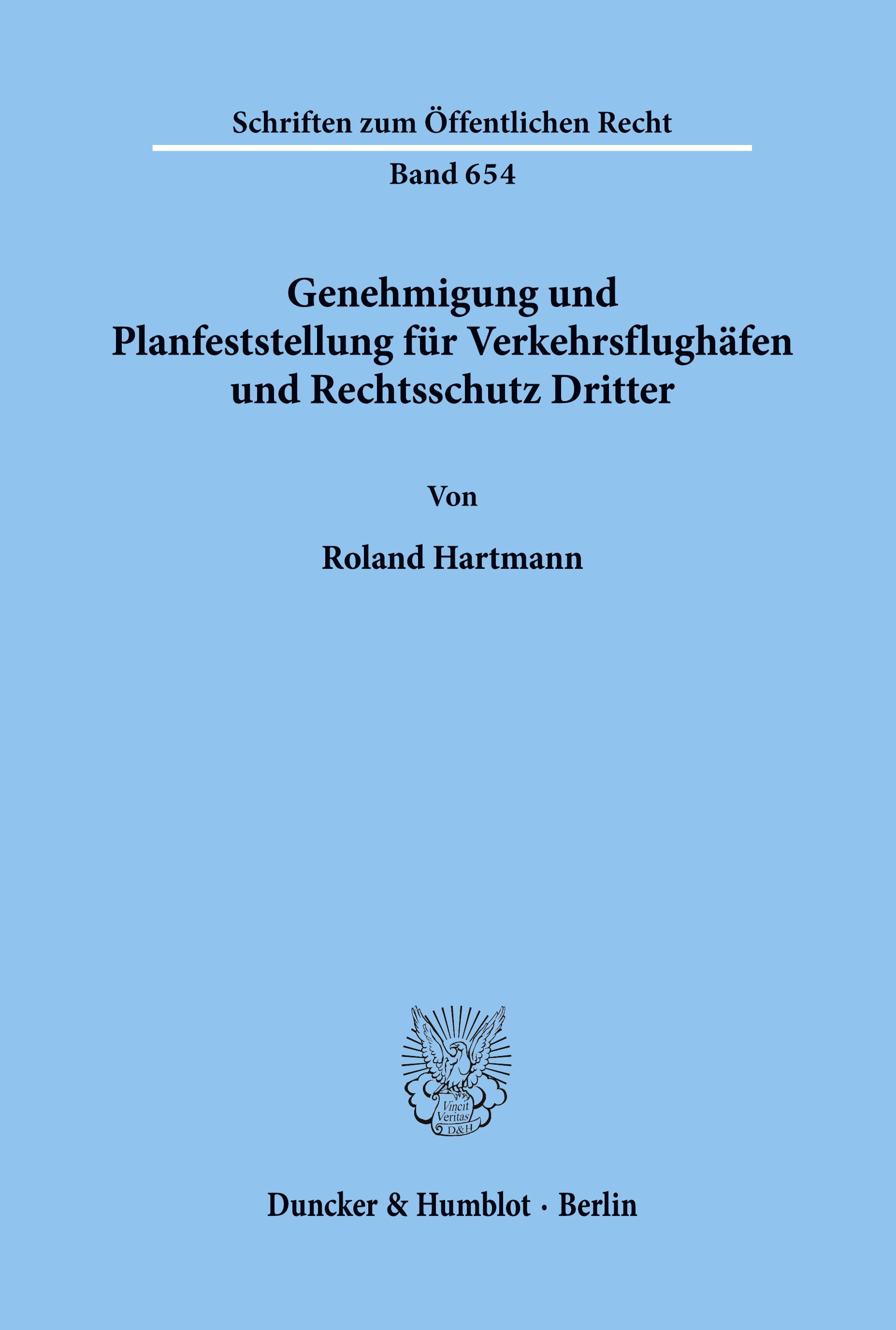 Vorderes Coverbild Genehmigung und Planfeststellung für Verkehrsflughäfen und Rechtsschutz Dritter.