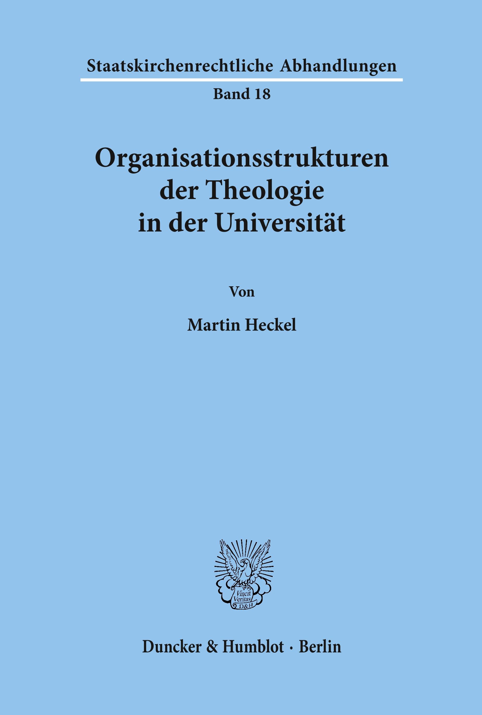 Vorderes Coverbild Organisationsstrukturen der Theologie in der Universität.