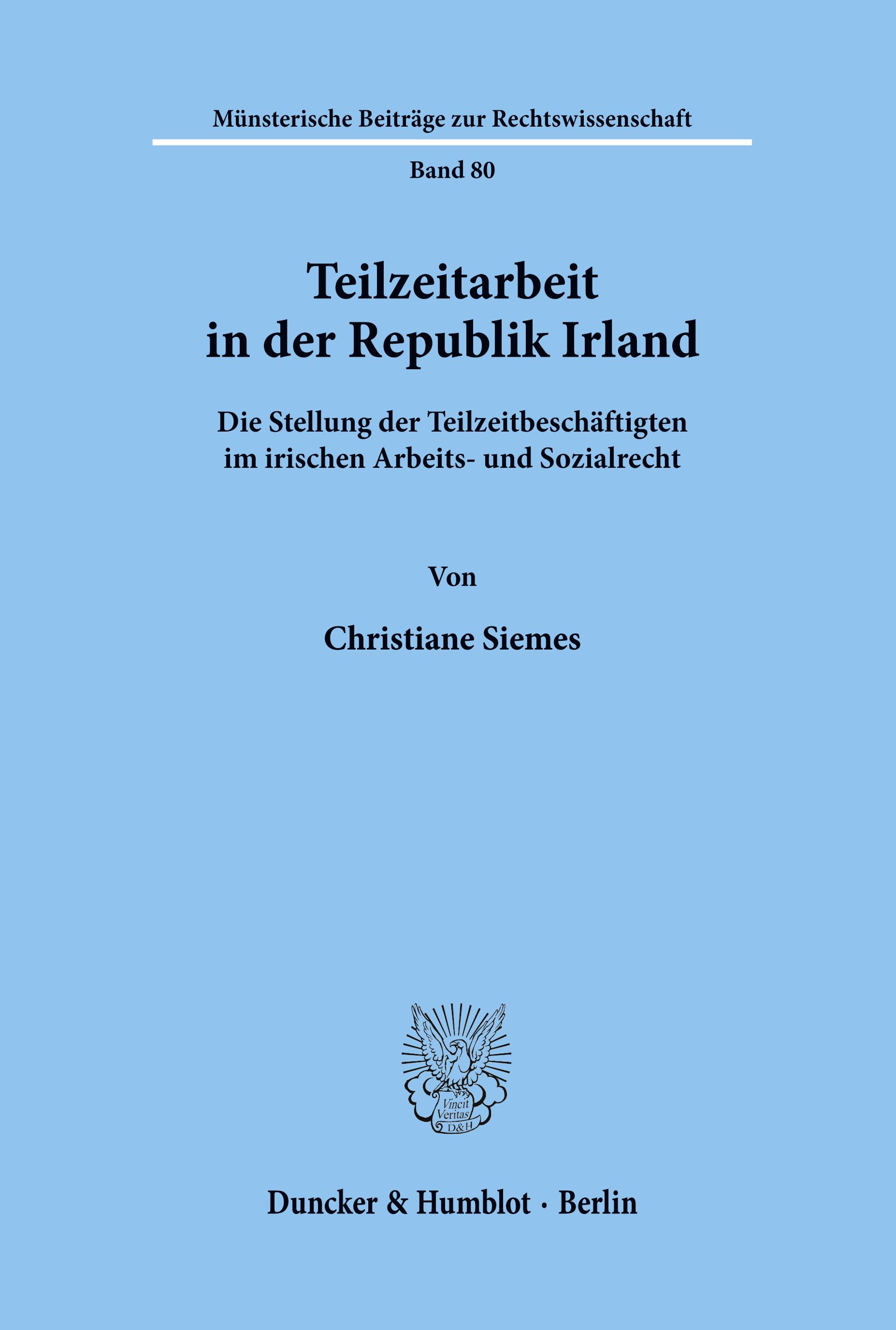 Vorderes Coverbild Teilzeitarbeit in der Republik Irland.