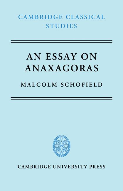 Vorderes Coverbild An Essay on Anaxagoras