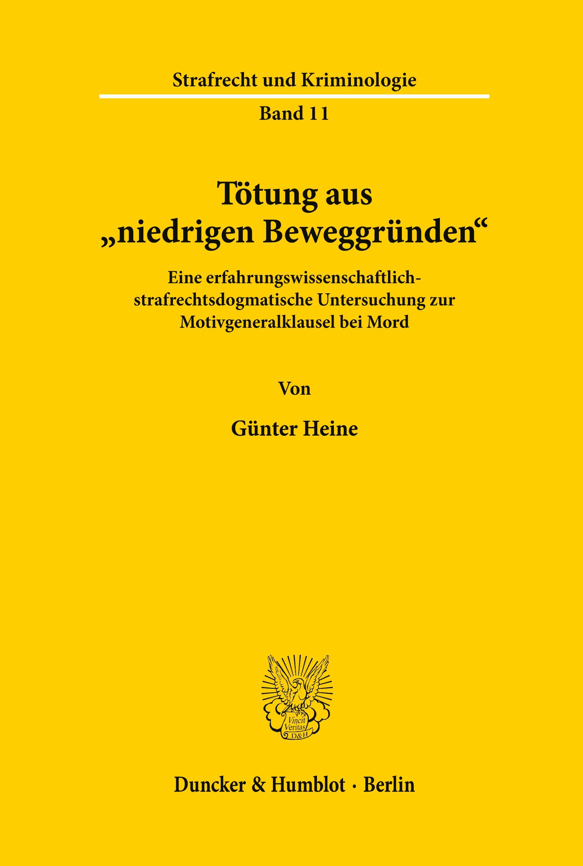 Vorderes Coverbild Tötung aus "niedrigen Beweggründen'.