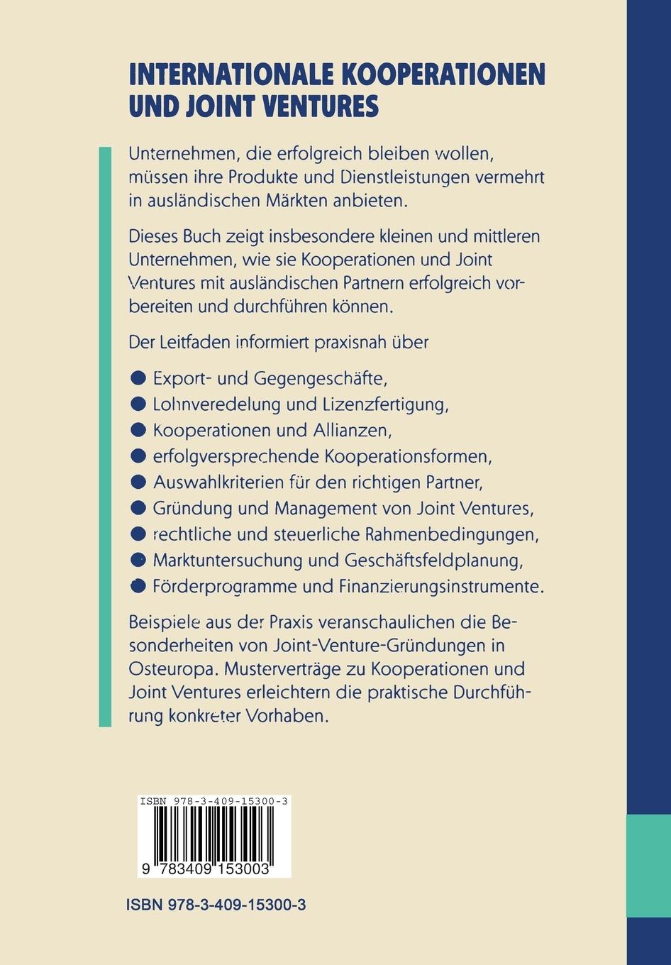 Rückseitencover Internationale Kooperationen und Joint Ventures