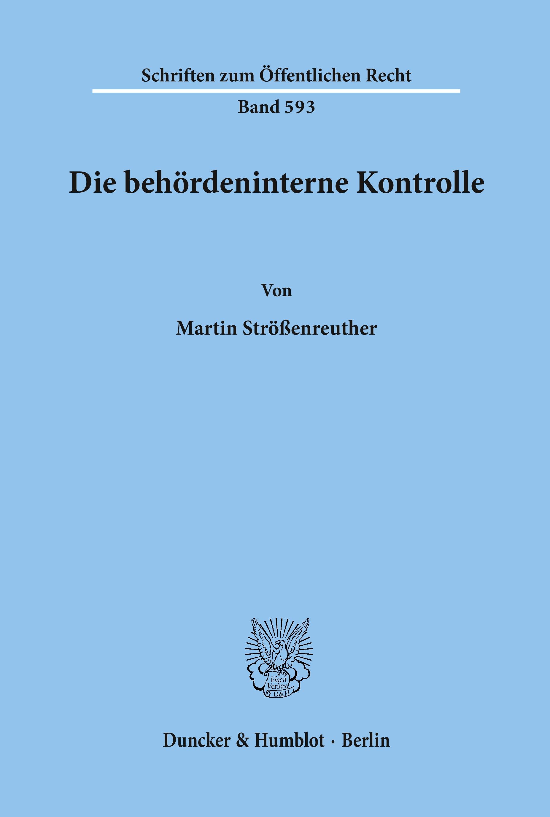 Vorderes Coverbild Die behördeninterne Kontrolle.