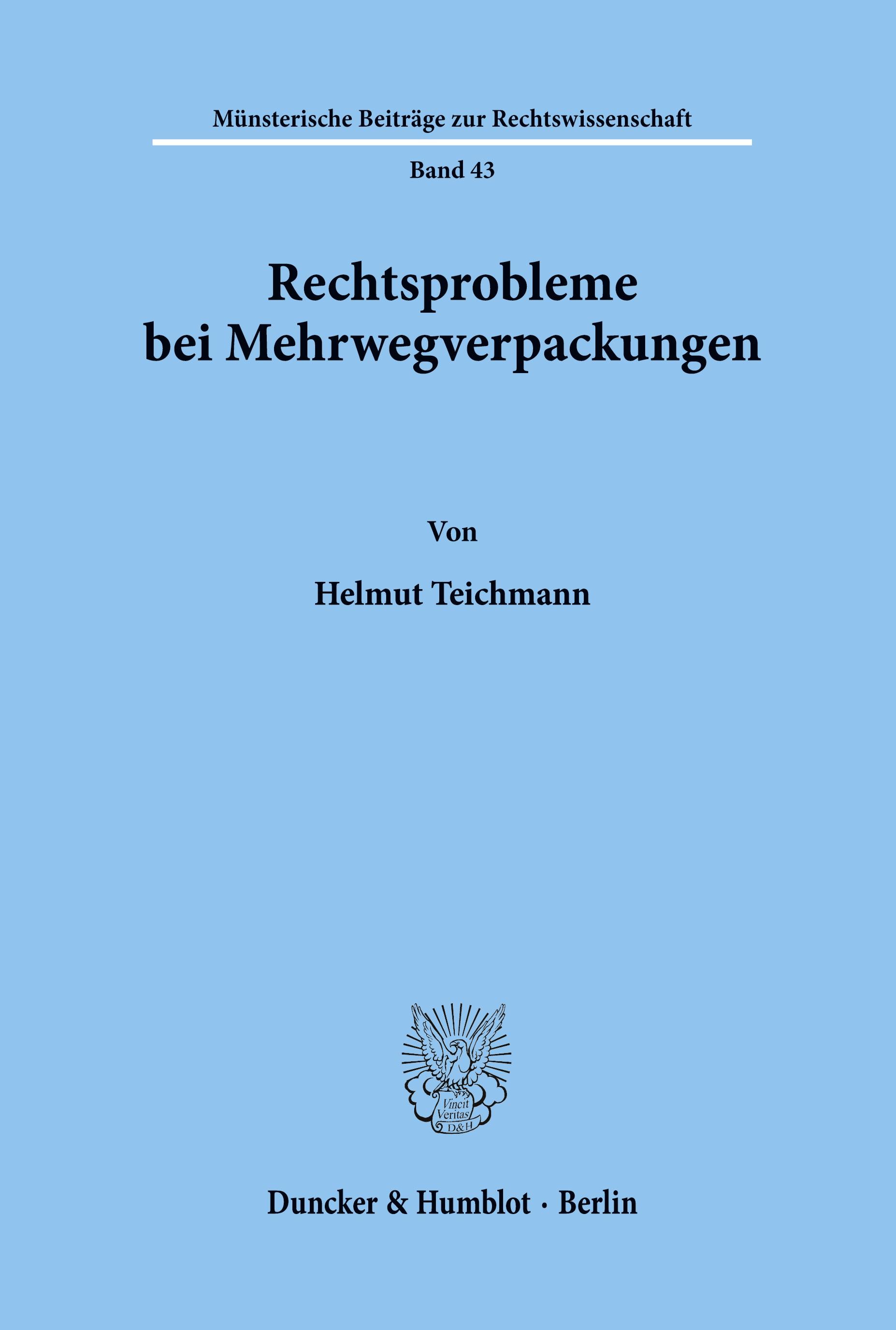 Vorderes Coverbild Rechtsprobleme bei Mehrwegverpackungen.