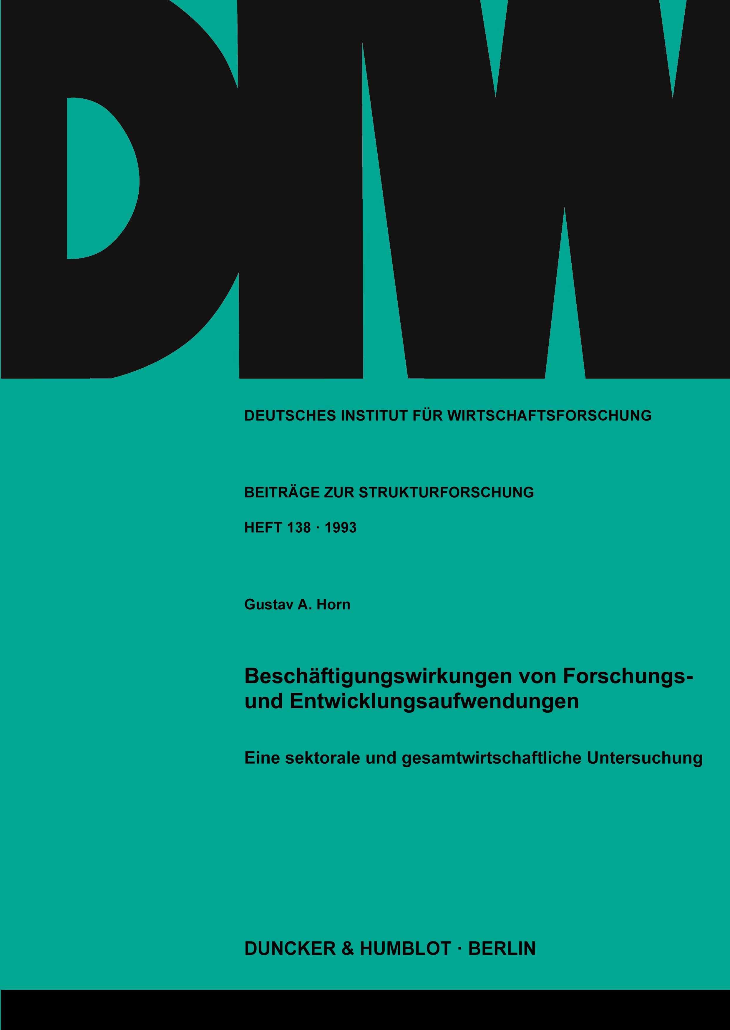 Vorderes Coverbild Beschäftigungswirkungen von Forschungs- und Entwicklungsaufwendungen.