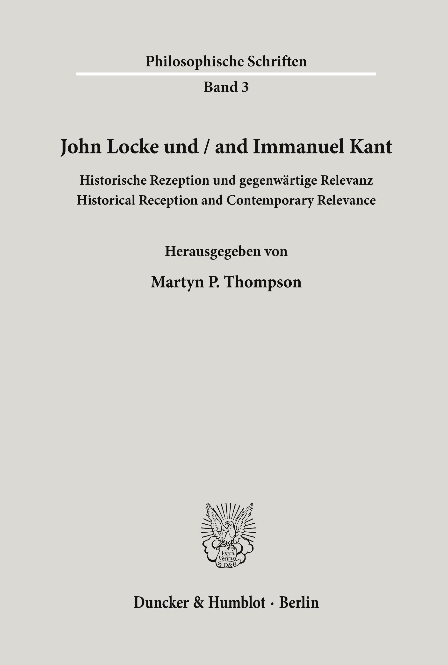 Vorderes Coverbild John Locke und / and Immanuel Kant.