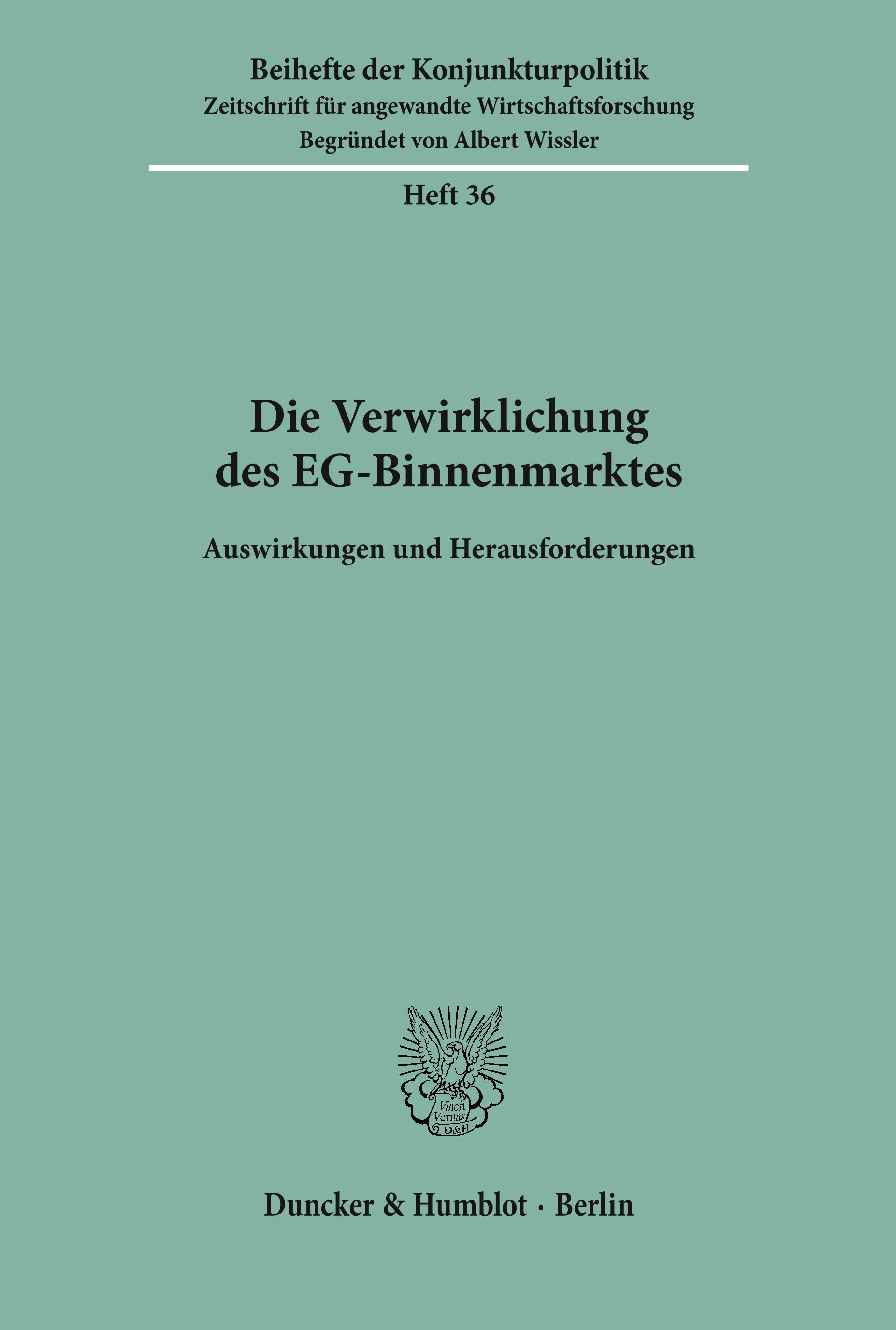 Vorderes Coverbild Die Verwirklichung des EG-Binnenmarktes.