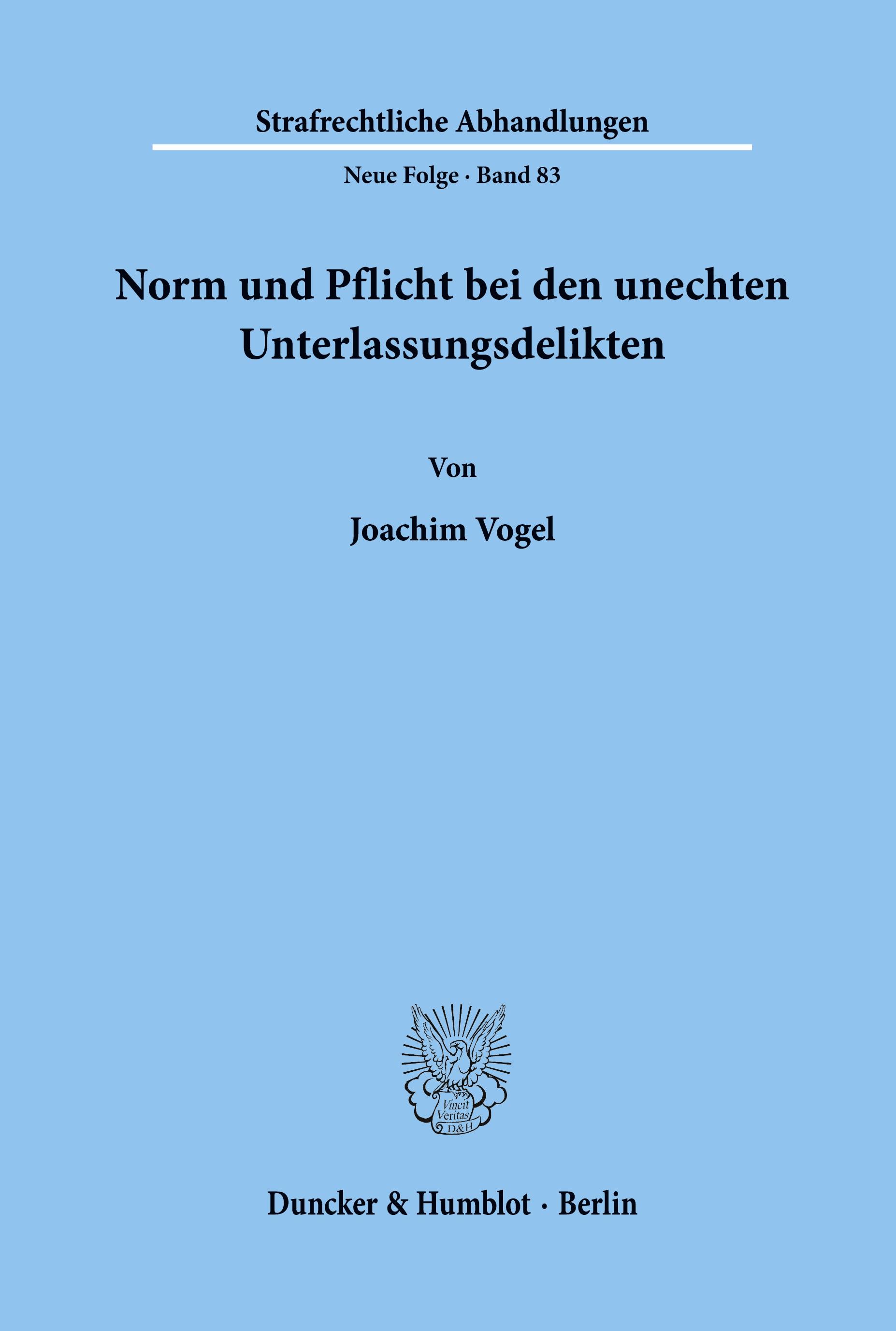 Vorderes Coverbild Norm und Pflicht bei den unechten Unterlassungsdelikten.