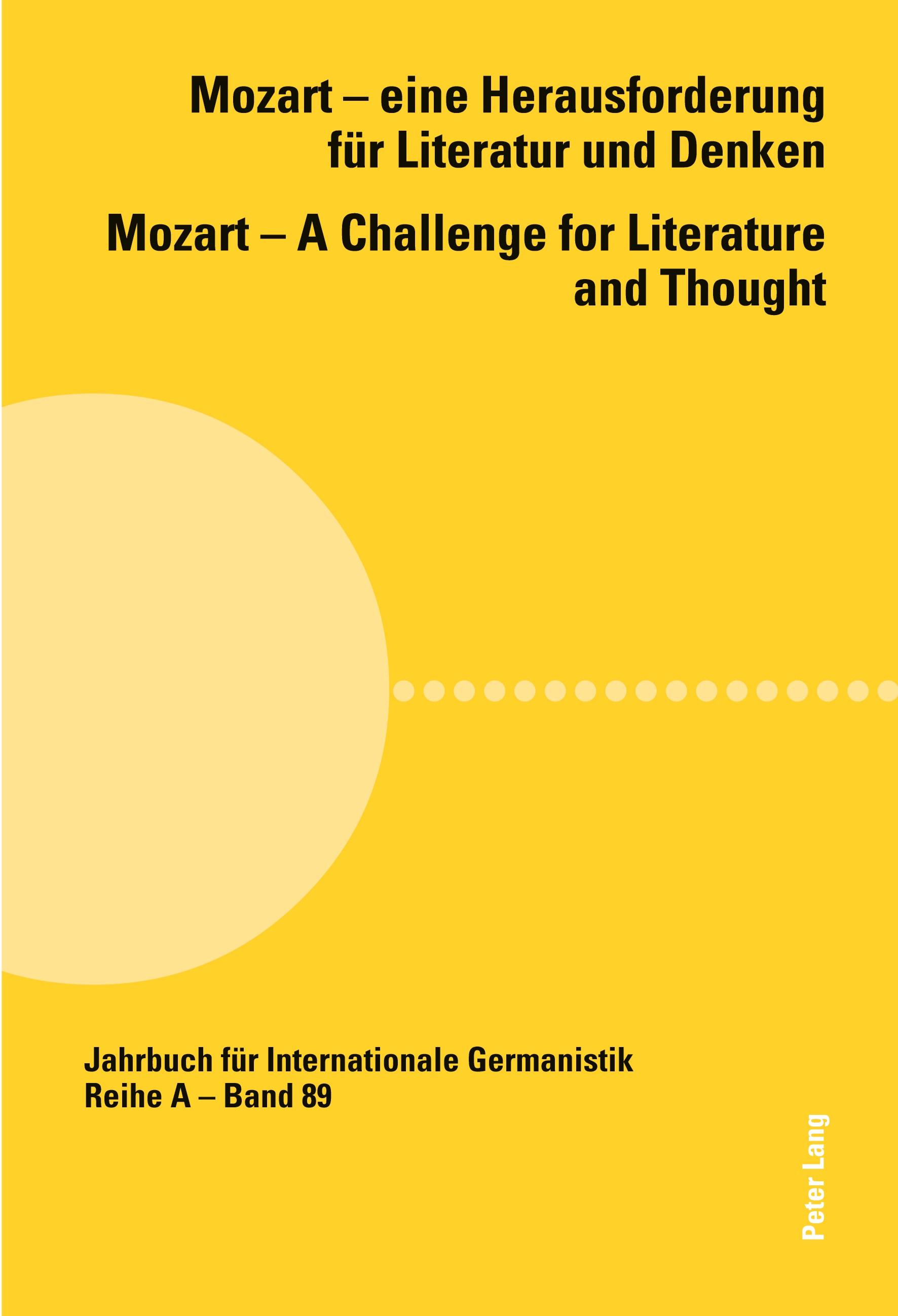 Vorderes Coverbild Mozart - eine Herausforderung für Literatur und Denken / Mozart - A Challenge for Literature and Thought