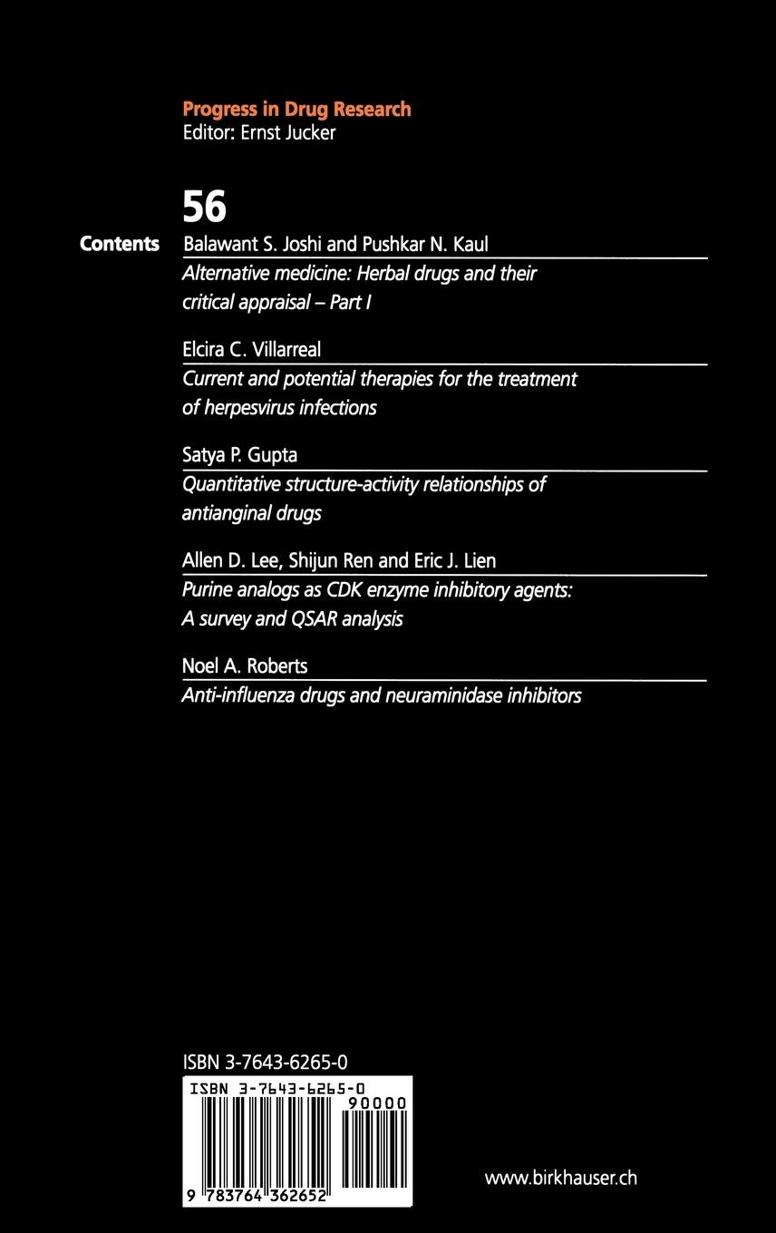 Rückseitencover Progress in Drug Research 56
