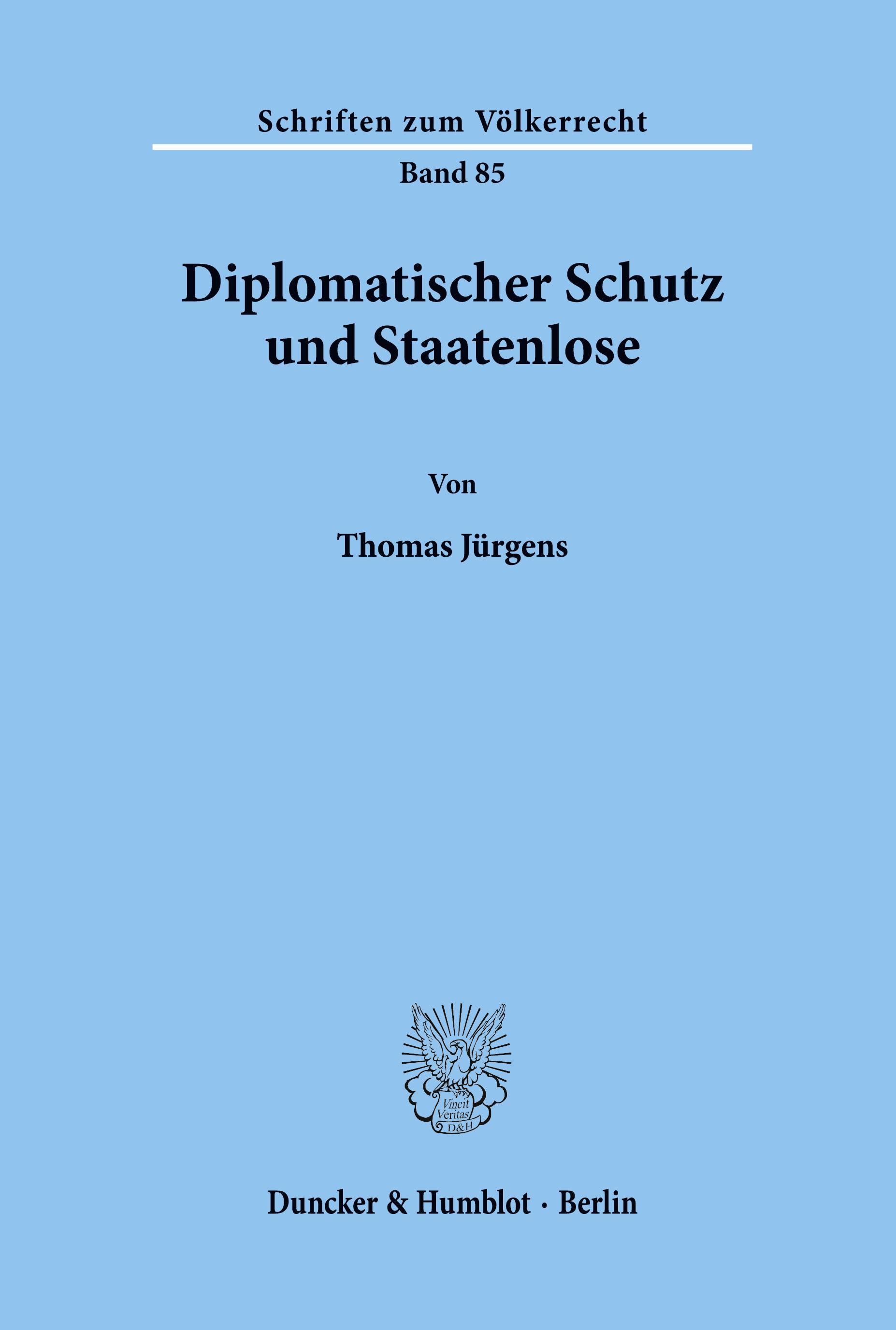 Vorderes Coverbild Diplomatischer Schutz und Staatenlose.