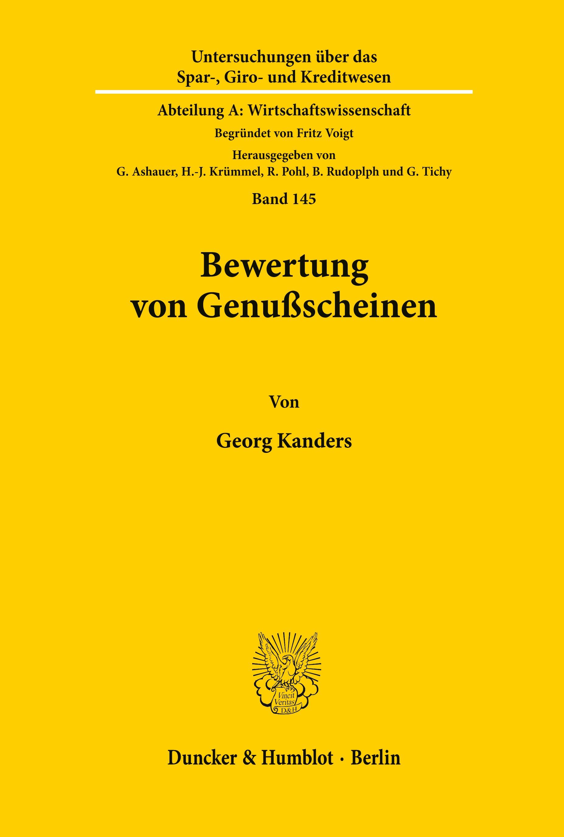 Vorderes Coverbild Bewertung von Genußscheinen.