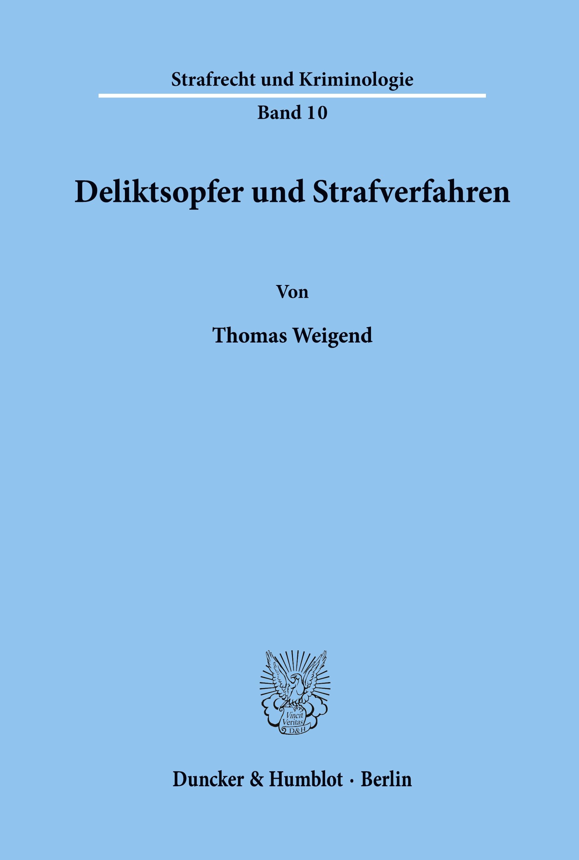 Vorderes Coverbild Deliktsopfer und Strafverfahren.