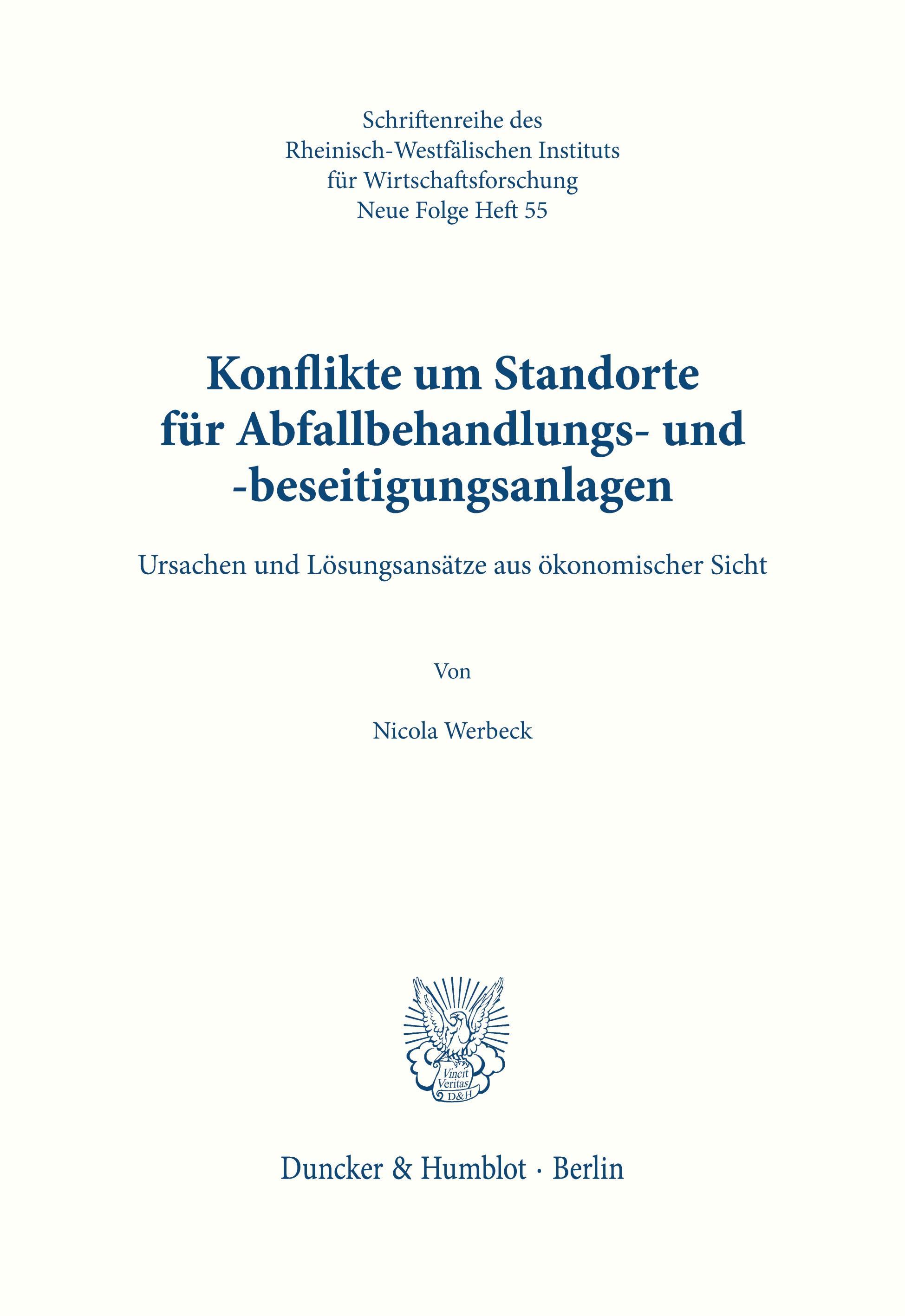 Vorderes Coverbild Konflikte um Standorte für Abfallbehandlungs- und -beseitigungsanlagen.
