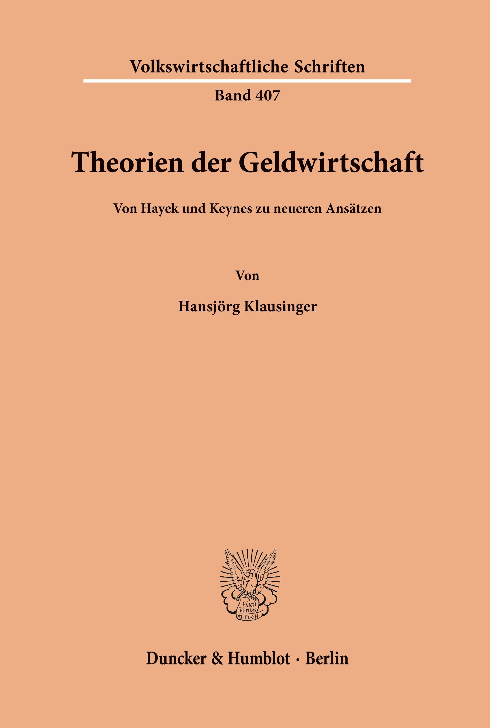 Vorderes Coverbild Theorien der Geldwirtschaft.