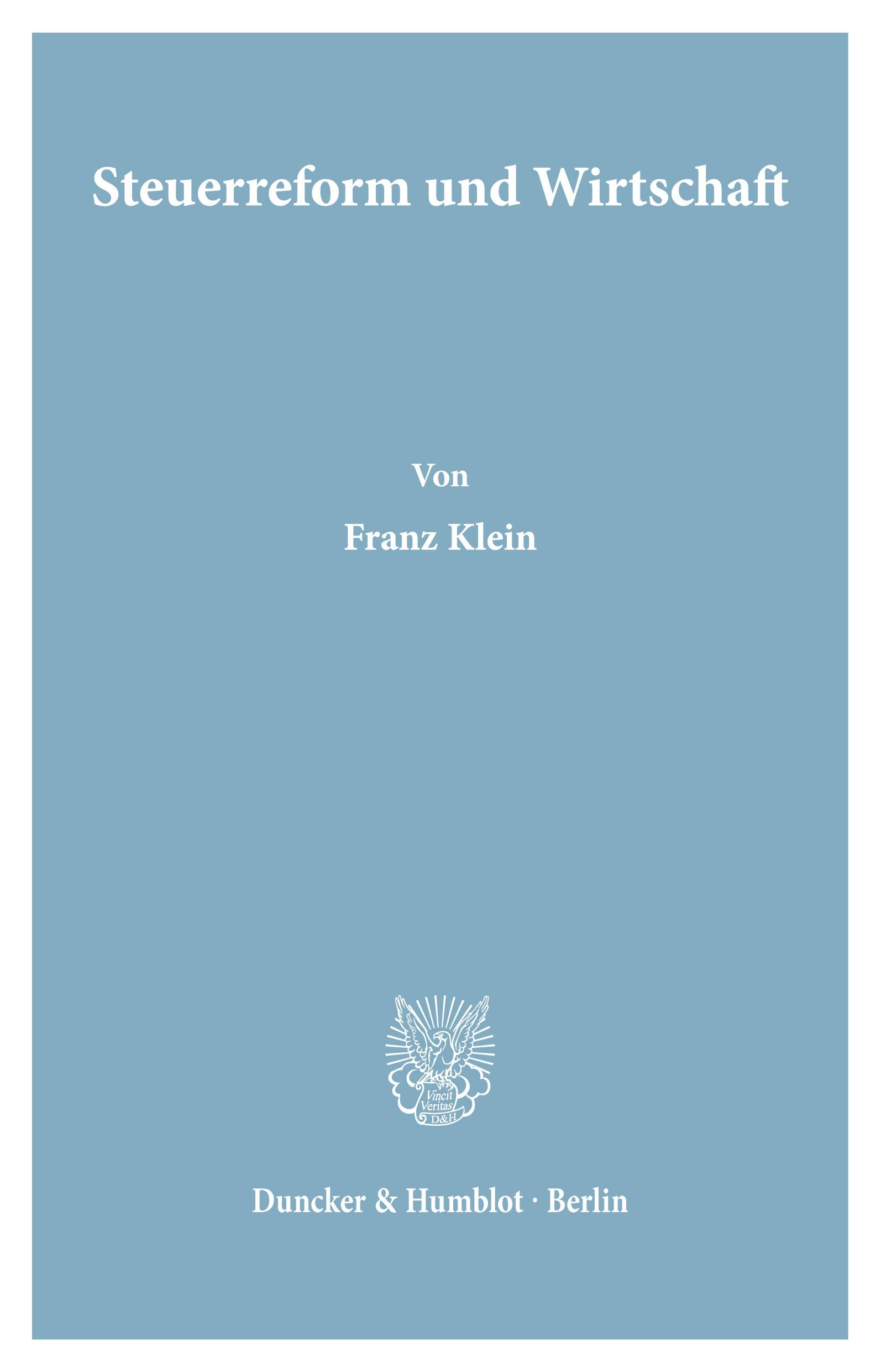 Vorderes Coverbild Steuerreform und Wirtschaft.