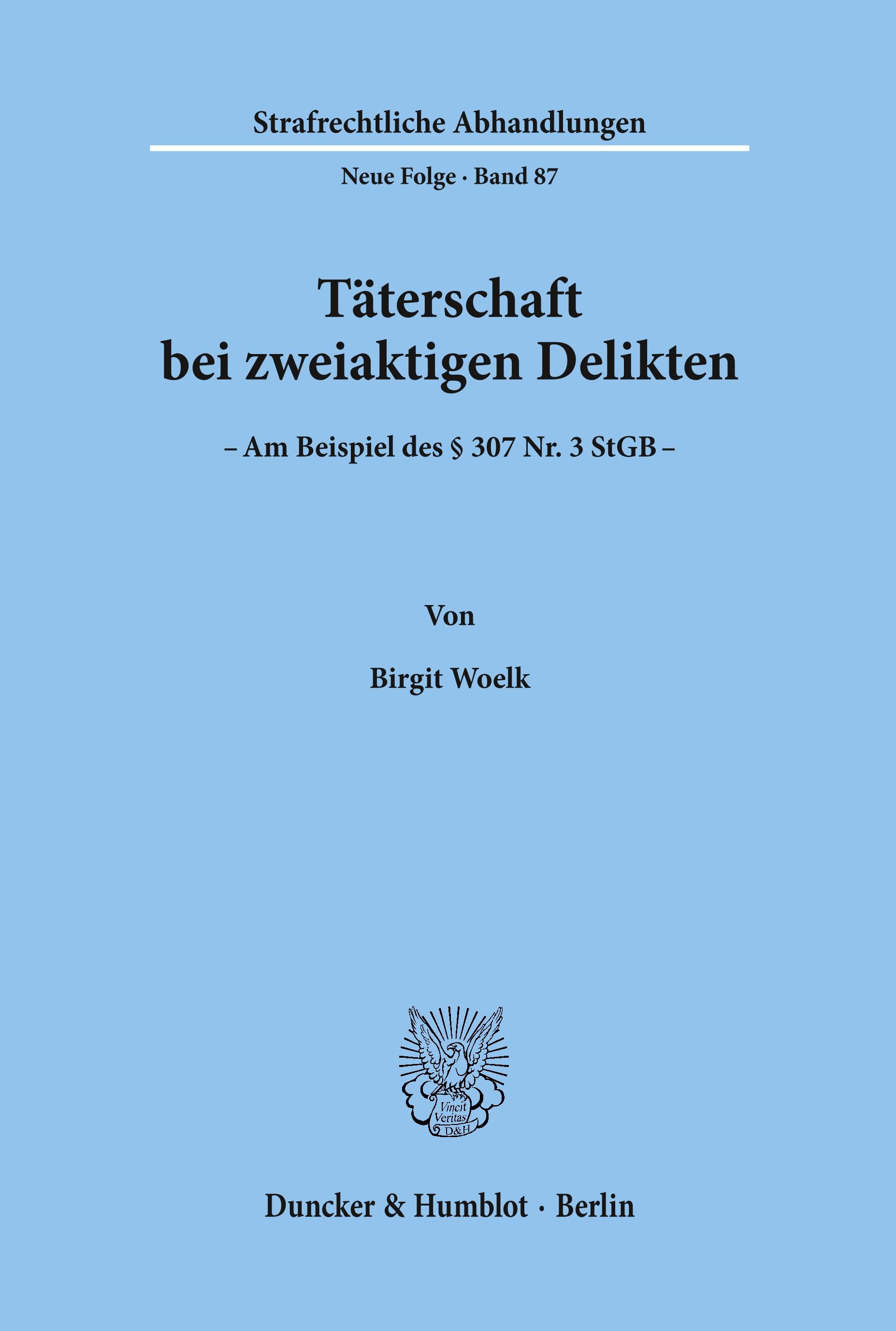 Vorderes Coverbild Täterschaft bei zweiaktigen Delikten.