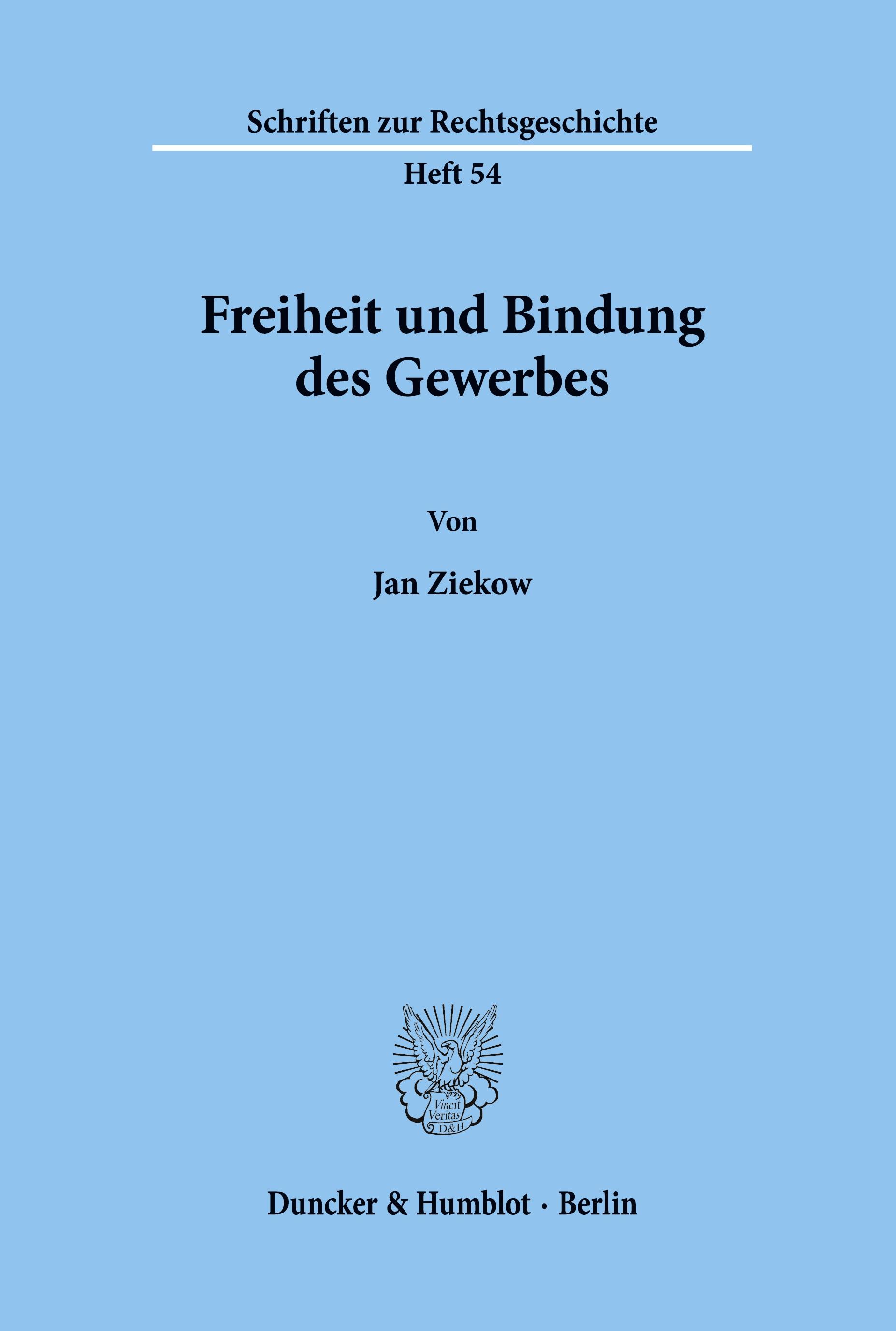 Vorderes Coverbild Freiheit und Bindung des Gewerbes.