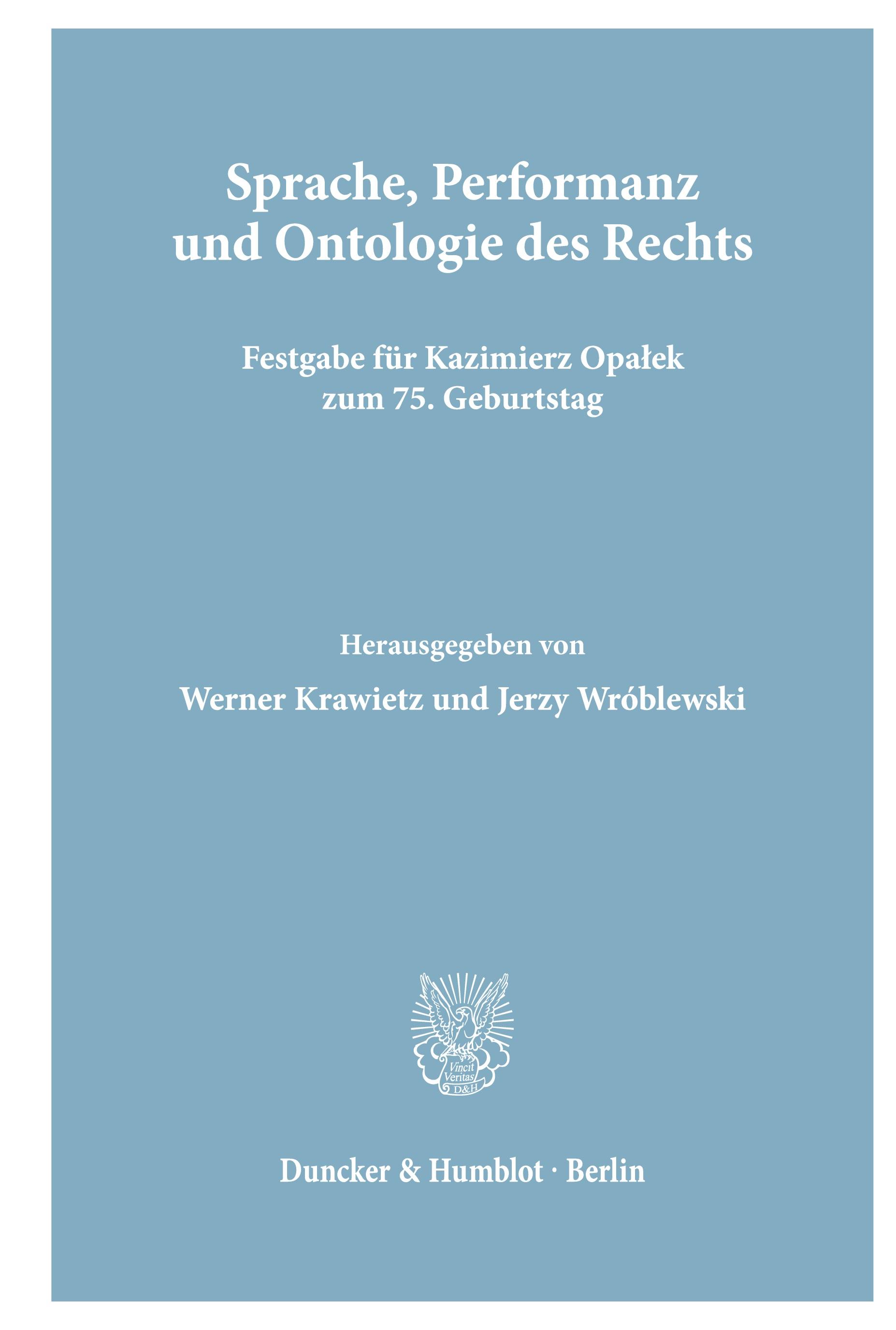 Vorderes Coverbild Sprache, Performanz und Ontologie des Rechts.