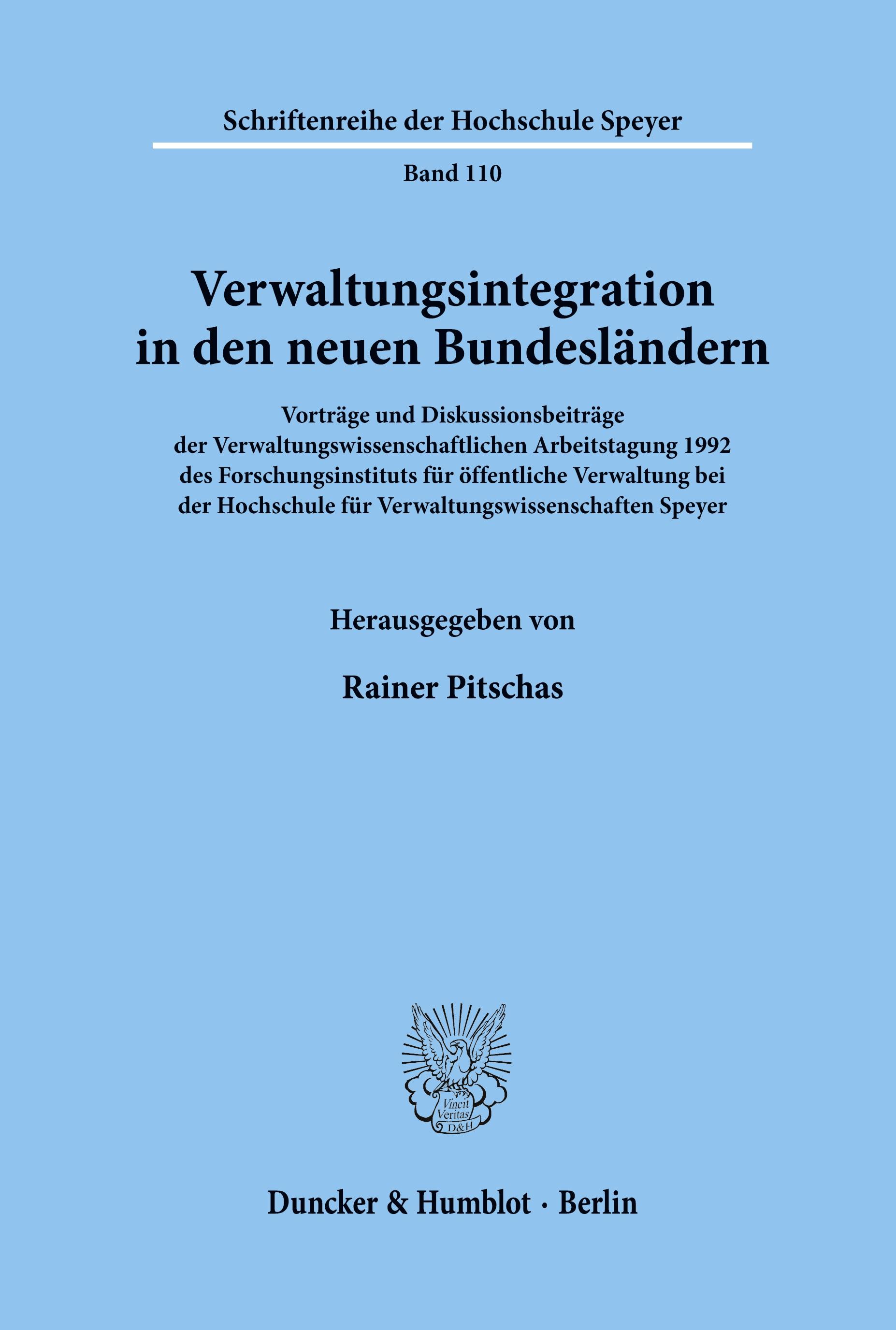Vorderes Coverbild Verwaltungsintegration in den neuen Bundesländern.