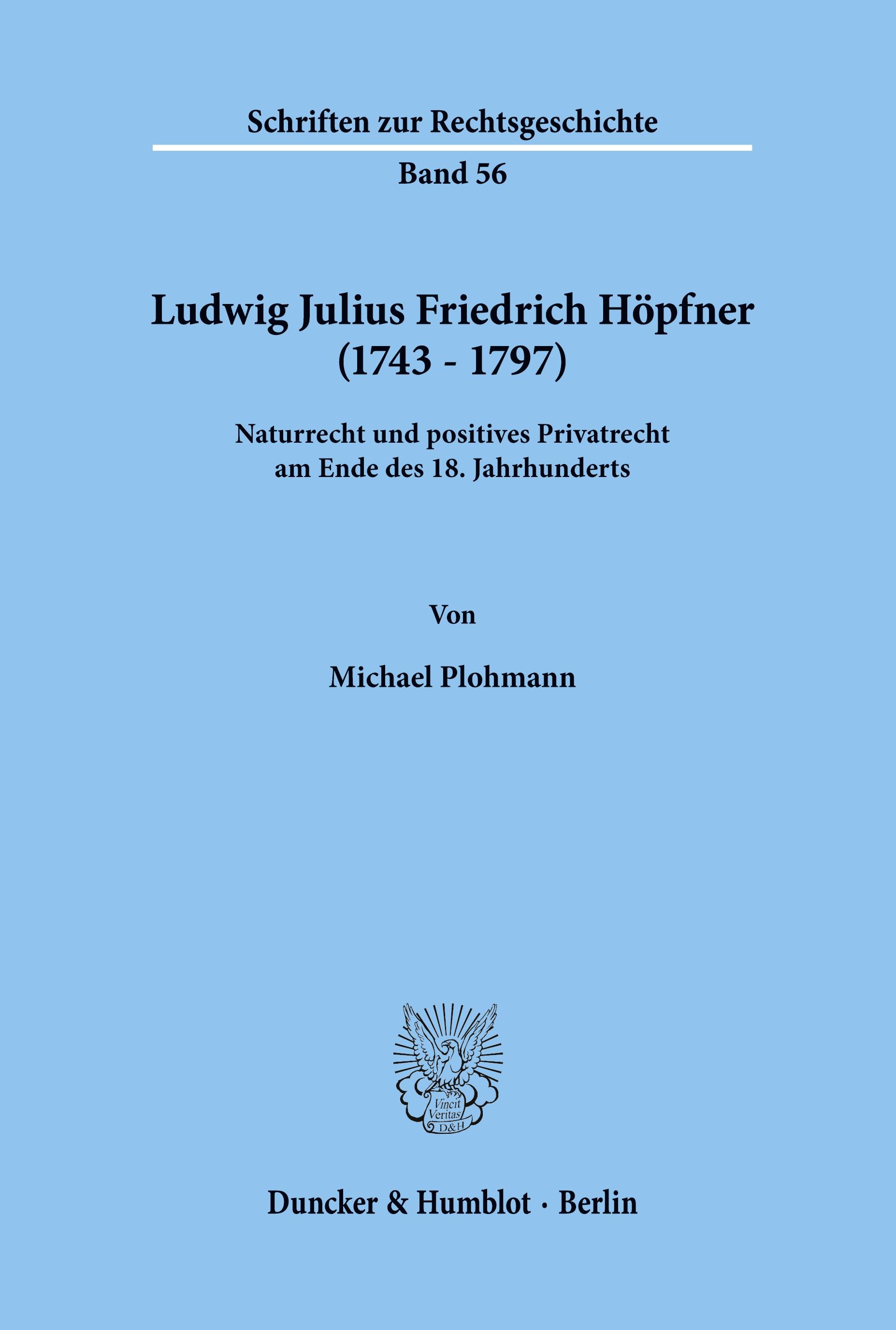 Vorderes Coverbild Ludwig Julius Friedrich Höpfner (1743 - 1797).