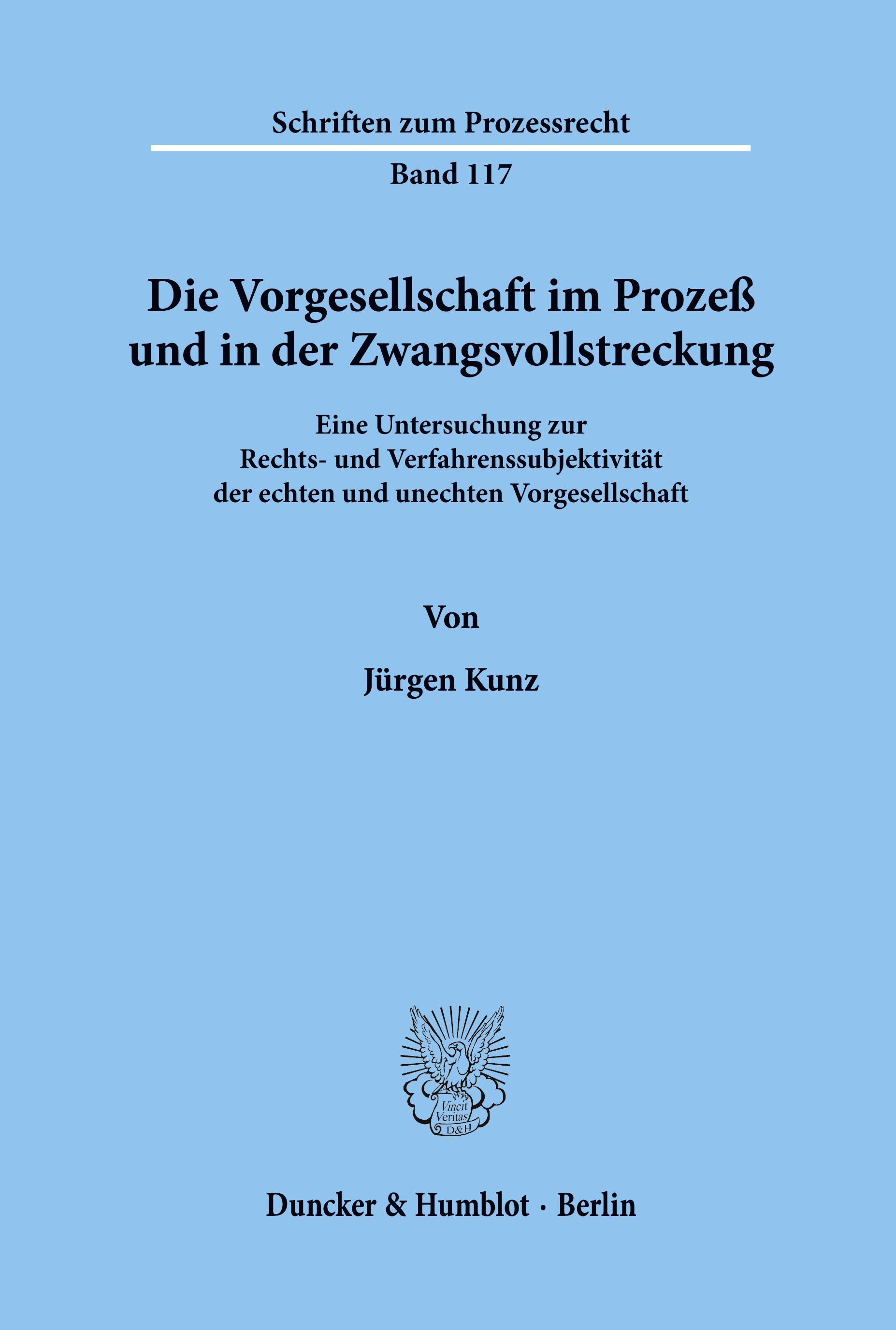 Vorderes Coverbild Die Vorgesellschaft im Prozeß und in der Zwangsvollstreckung.