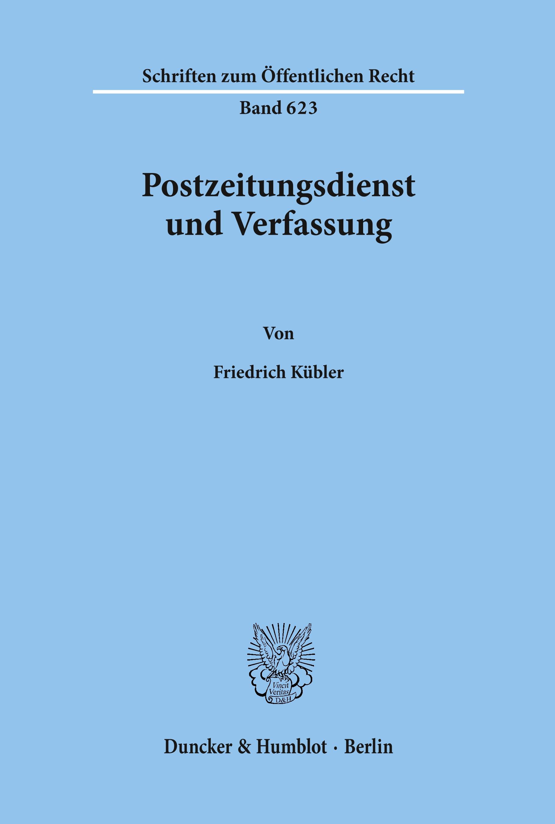 Vorderes Coverbild Postzeitungsdienst und Verfassung.