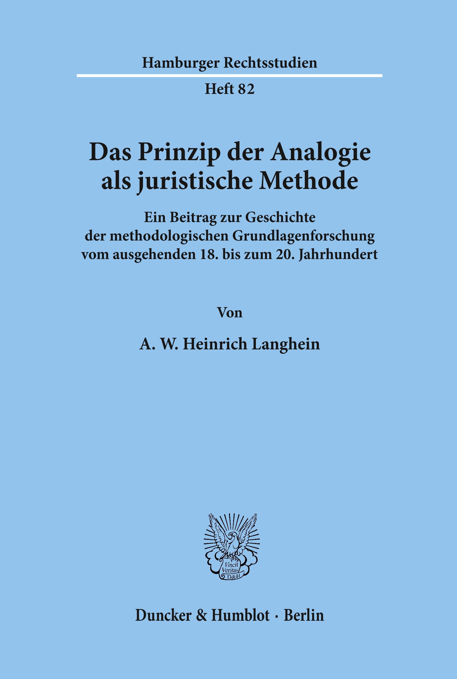 Vorderes Coverbild Das Prinzip der Analogie als juristische Methode.