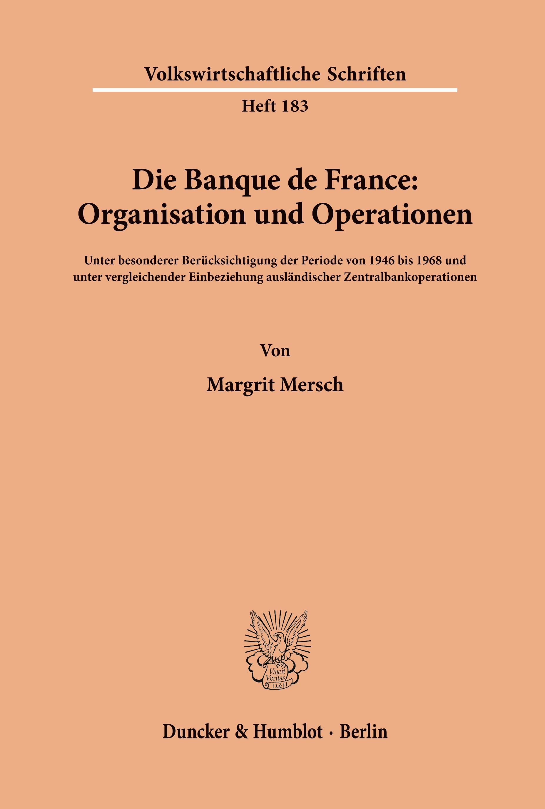 Vorderes Coverbild Die Banque de France: Organisation und Operationen.