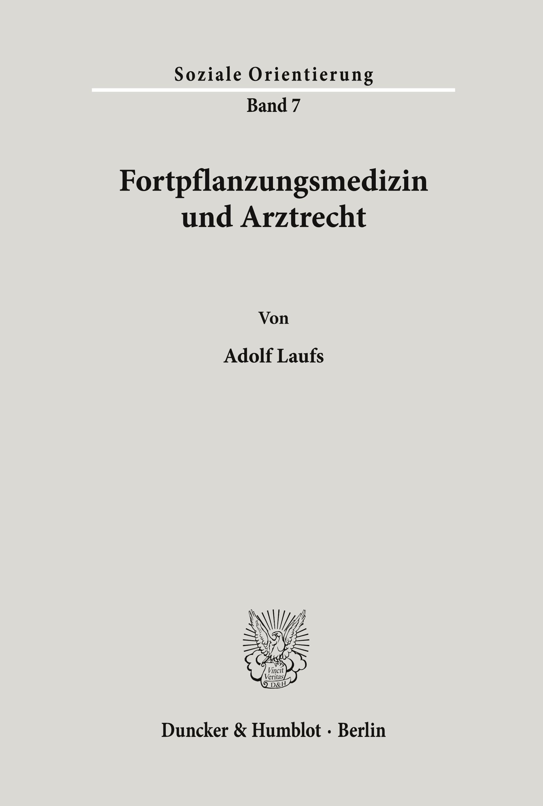 Vorderes Coverbild Fortpflanzungsmedizin und Arztrecht.
