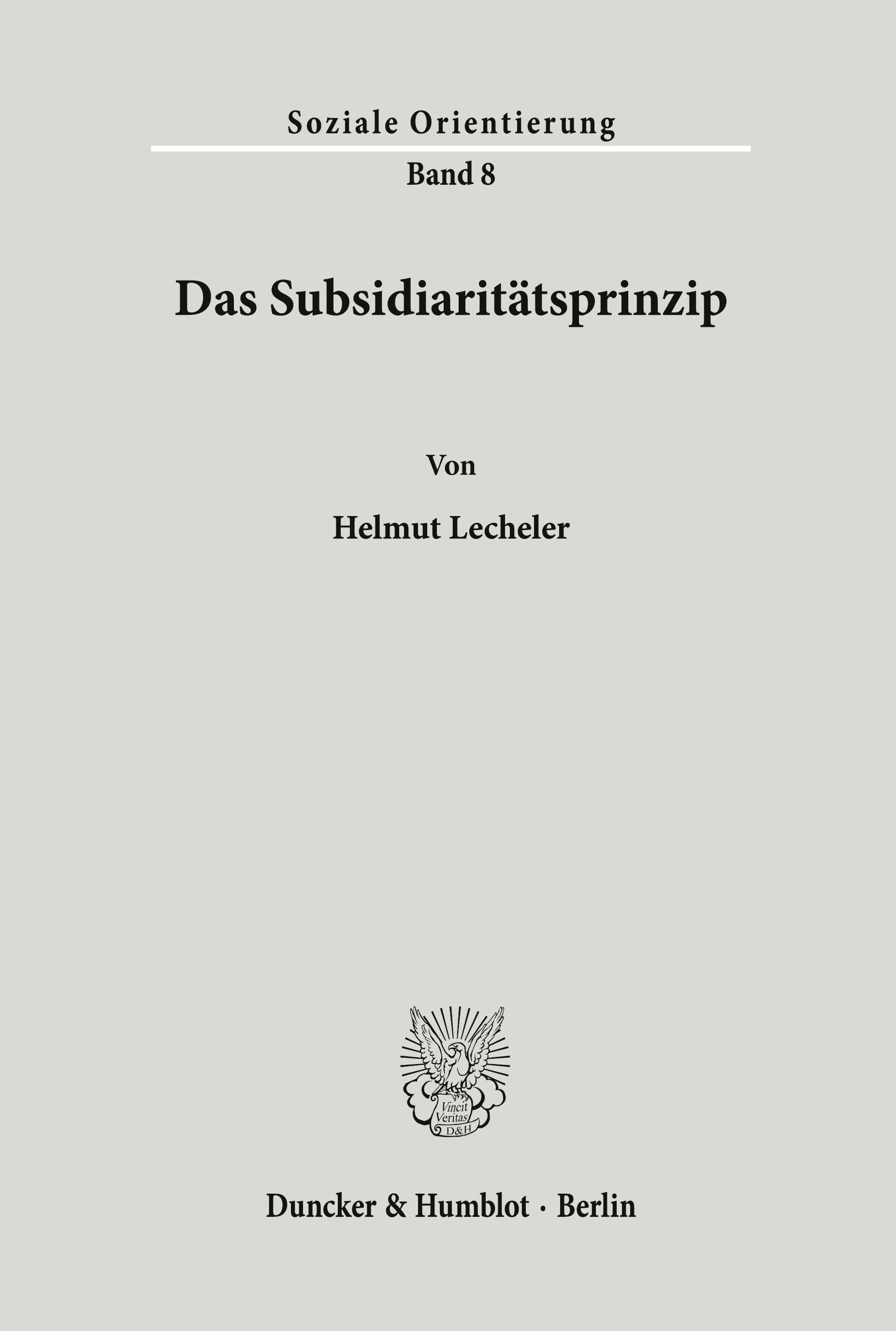 Vorderes Coverbild Das Subsidiaritätsprinzip.
