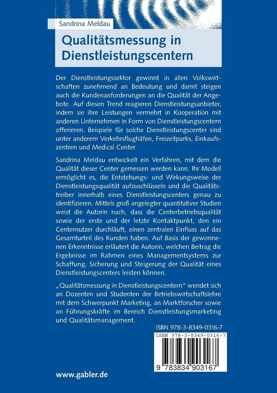 Rückseitencover Qualitätsmessung in Dienstleistungscentern