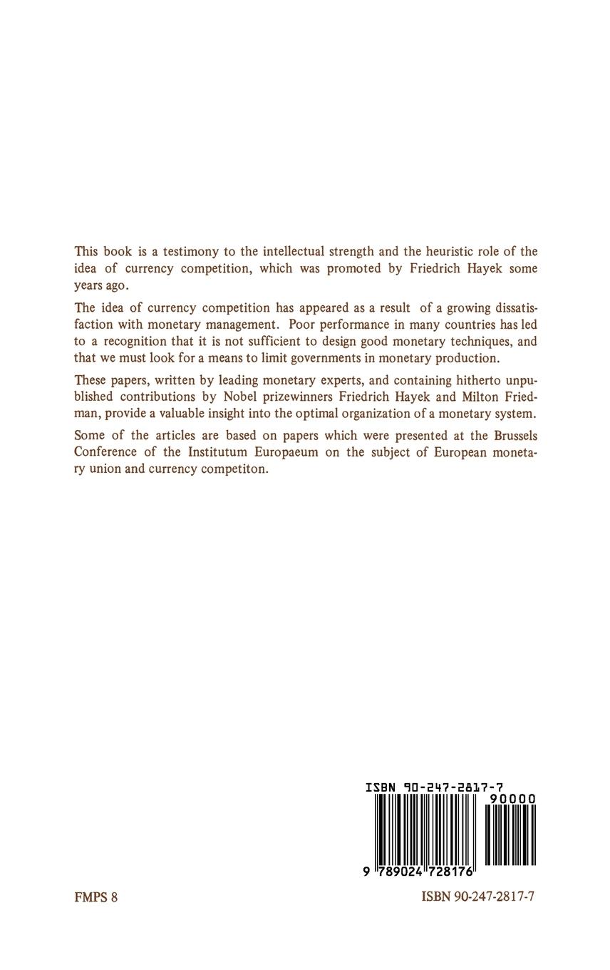 Rückseitencover Currency Competition and Monetary Union