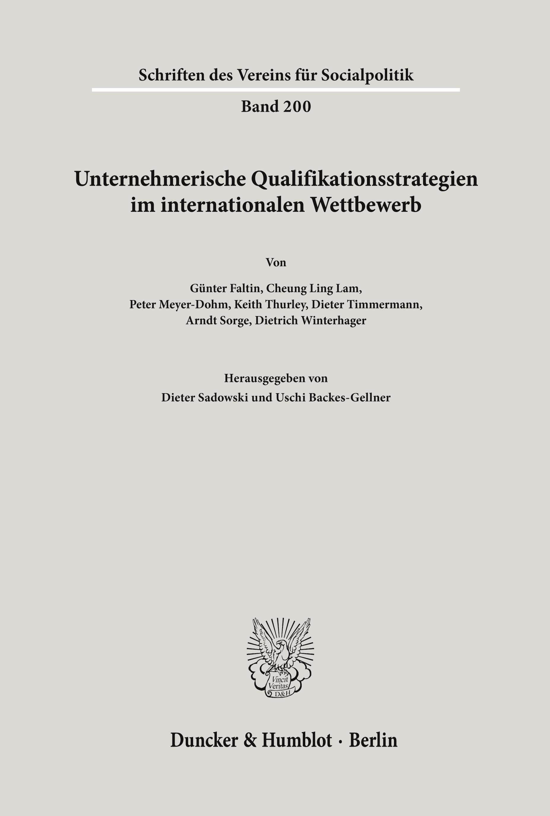 Vorderes Coverbild Unternehmerische Qualifikationsstrategien im internationalen Wettbewerb.