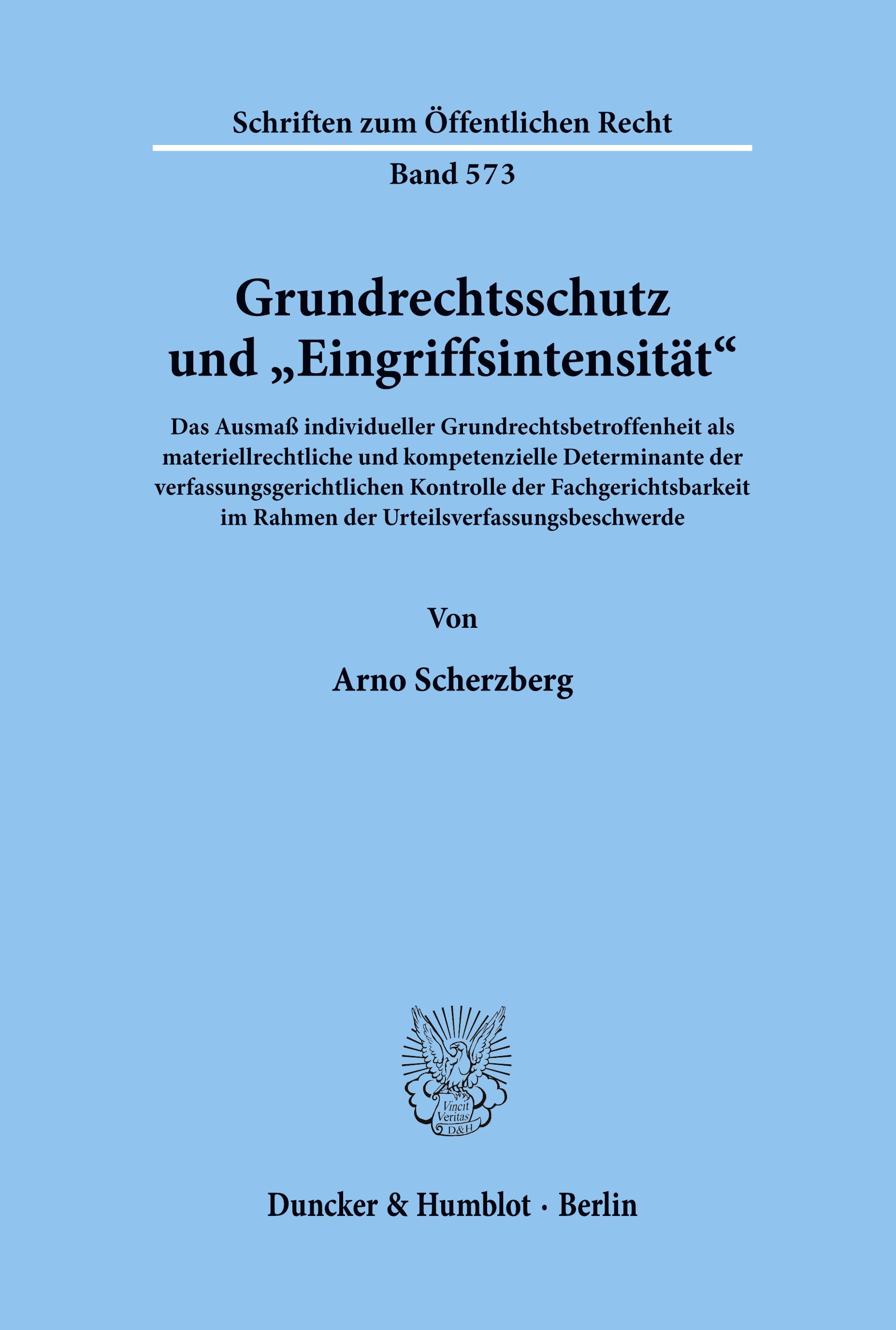 Vorderes Coverbild Grundrechtsschutz und "Eingriffsintensität'.