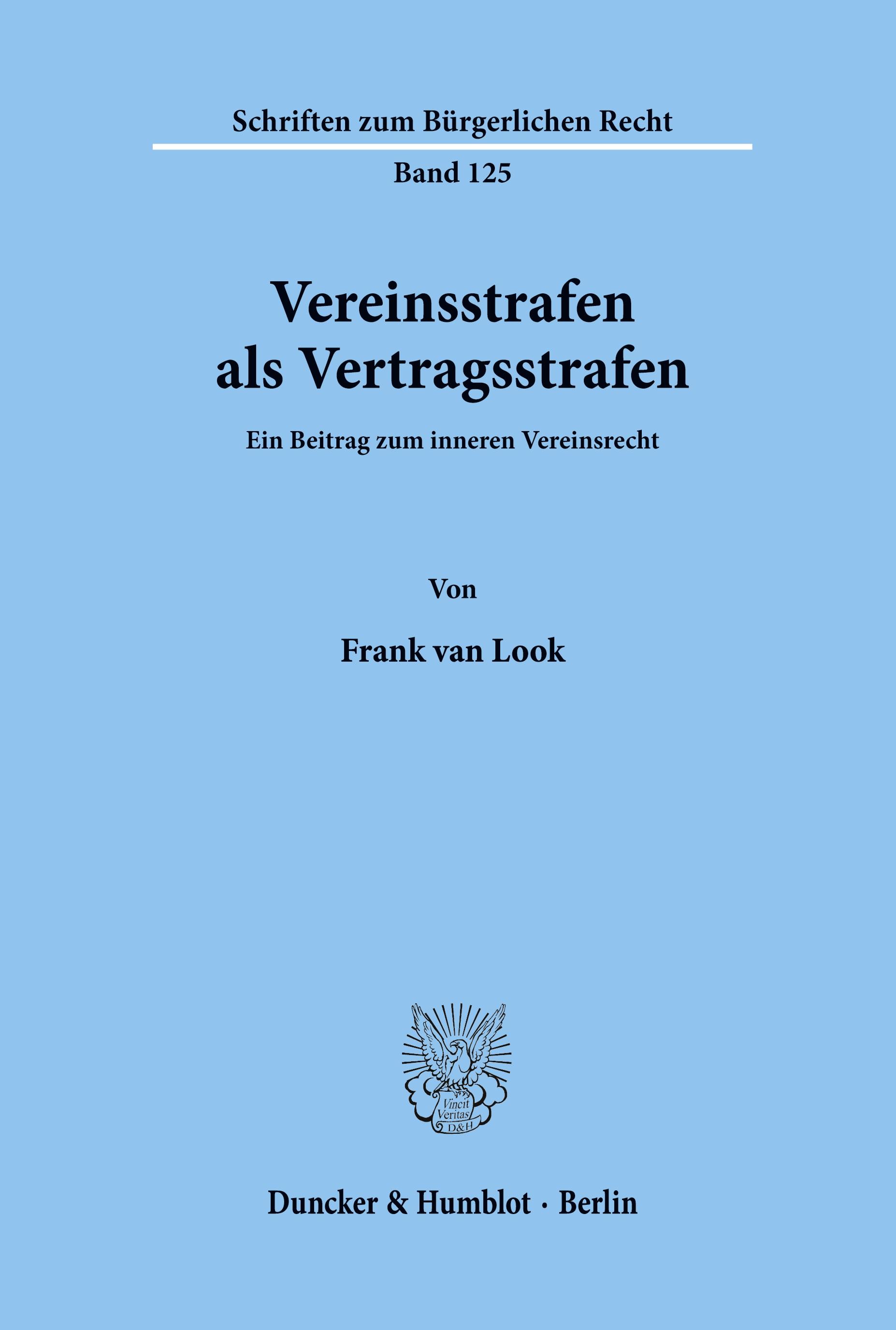 Vorderes Coverbild Vereinsstrafen als Vertragsstrafen.