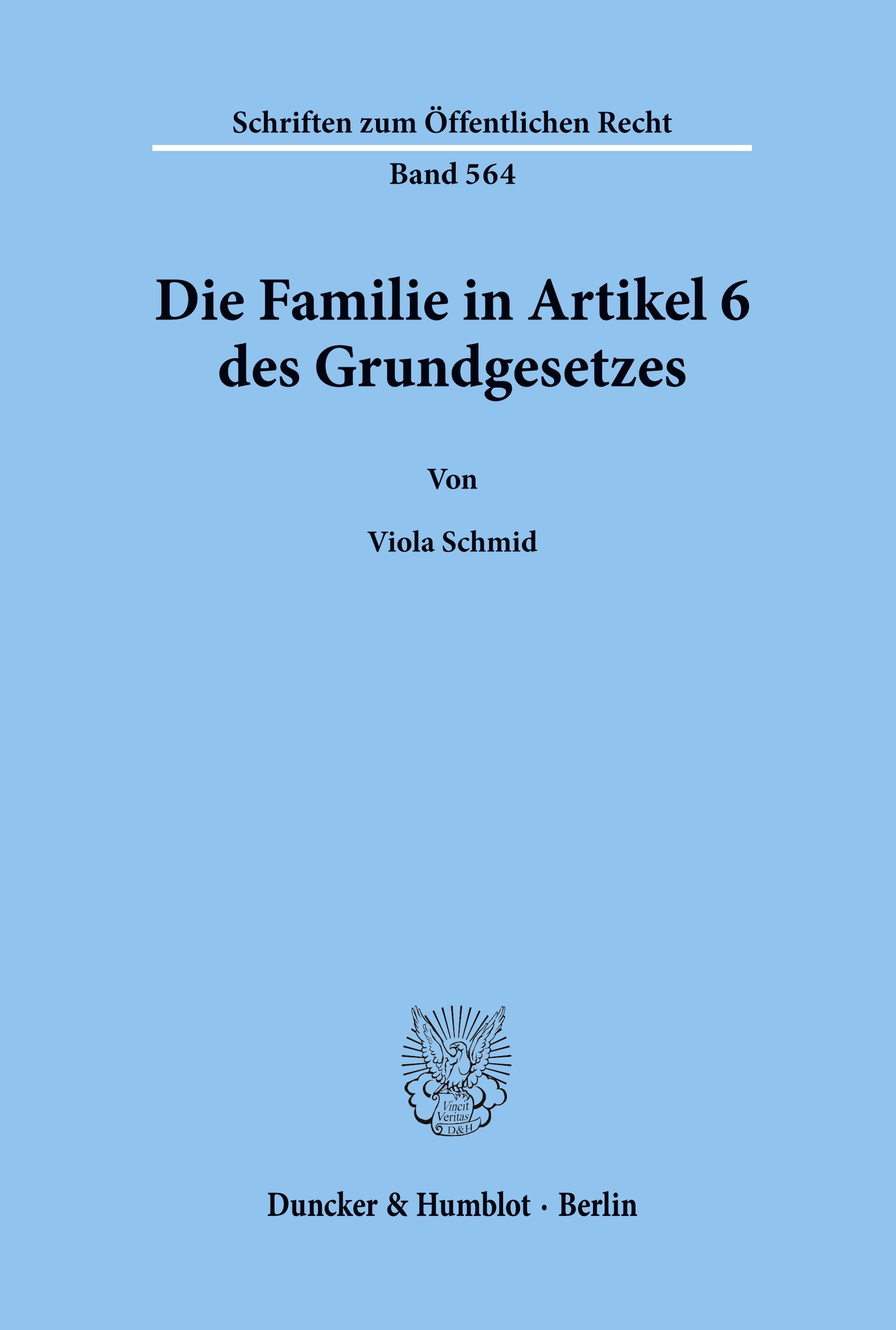 Vorderes Coverbild Die Familie in Artikel 6 des Grundgesetzes.