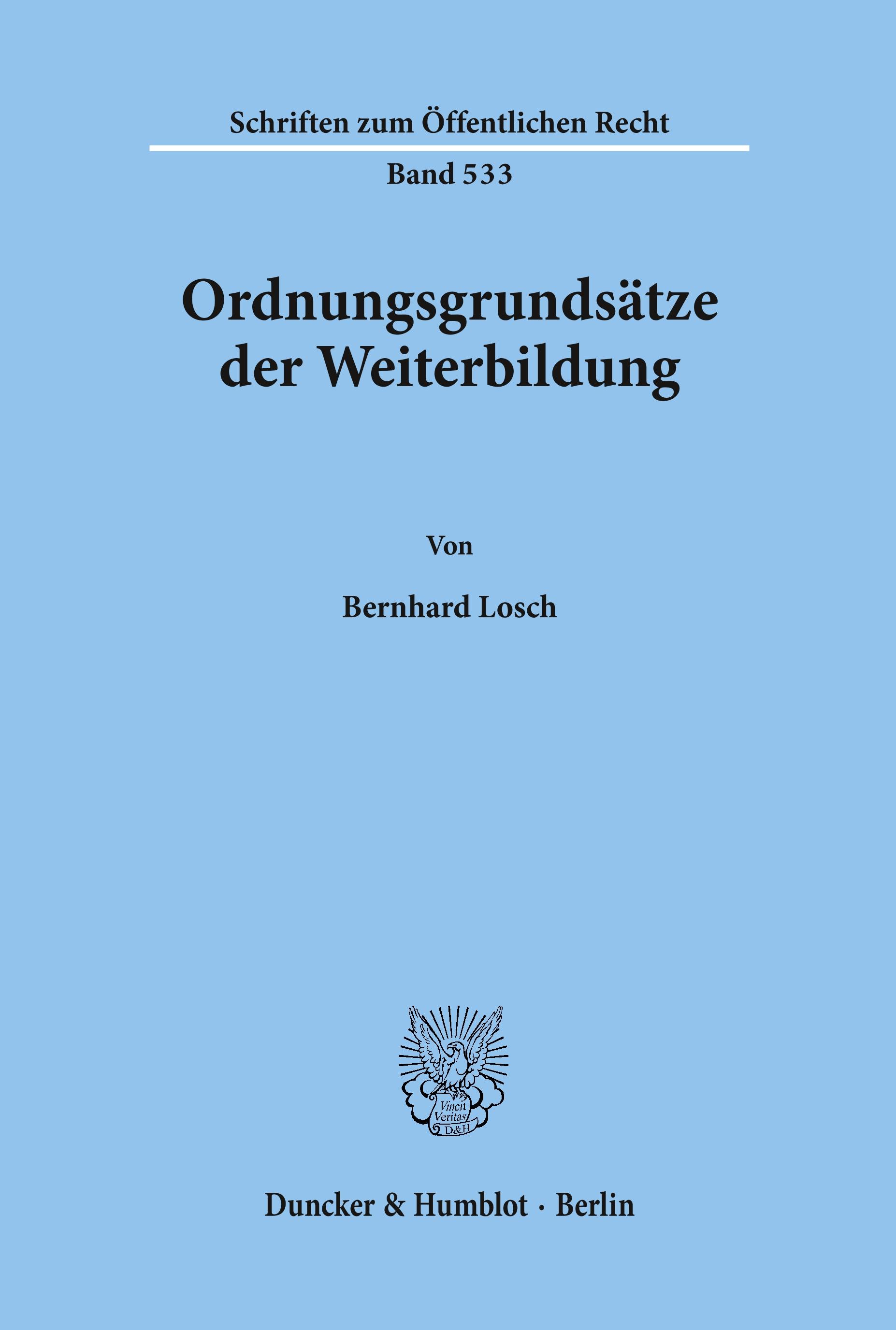 Vorderes Coverbild Ordnungsgrundsätze der Weiterbildung.