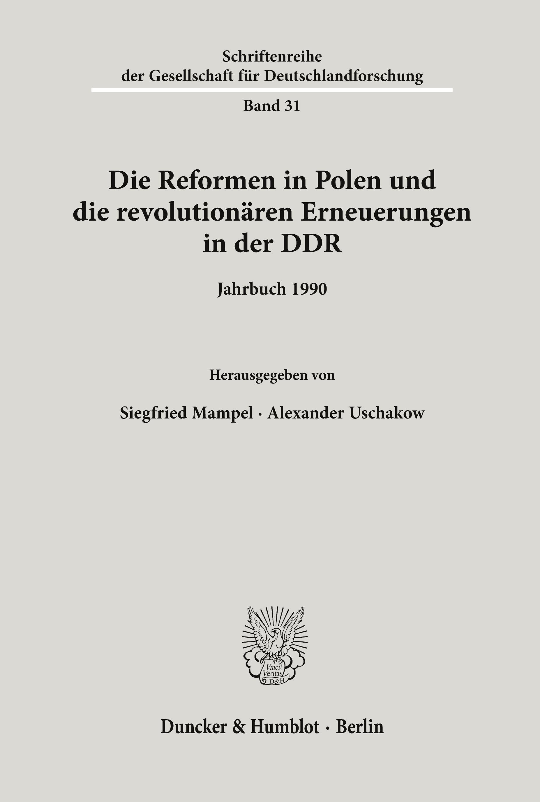 Vorderes Coverbild Die Reformen in Polen und die revolutionären Erneuerungen in der DDR.